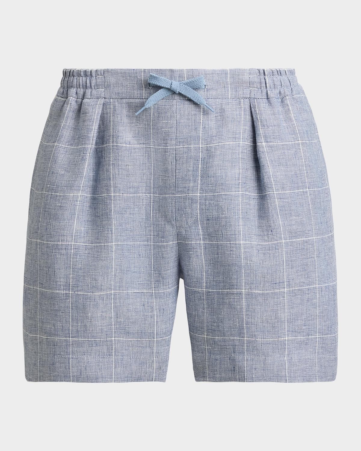 Ralph Lauren Purple Label Men's Hand-Tailored Windowpane Linen Shorts