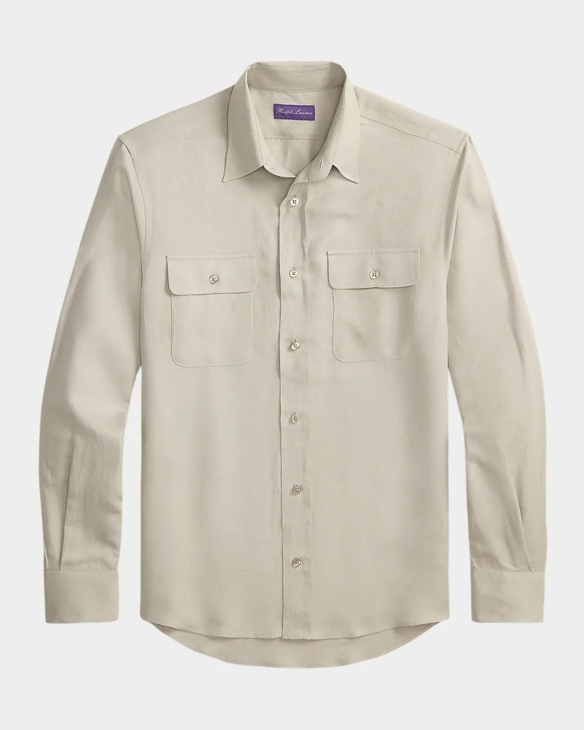 Ralph Lauren Purple Label Silk-Linen Button-Front Shirt