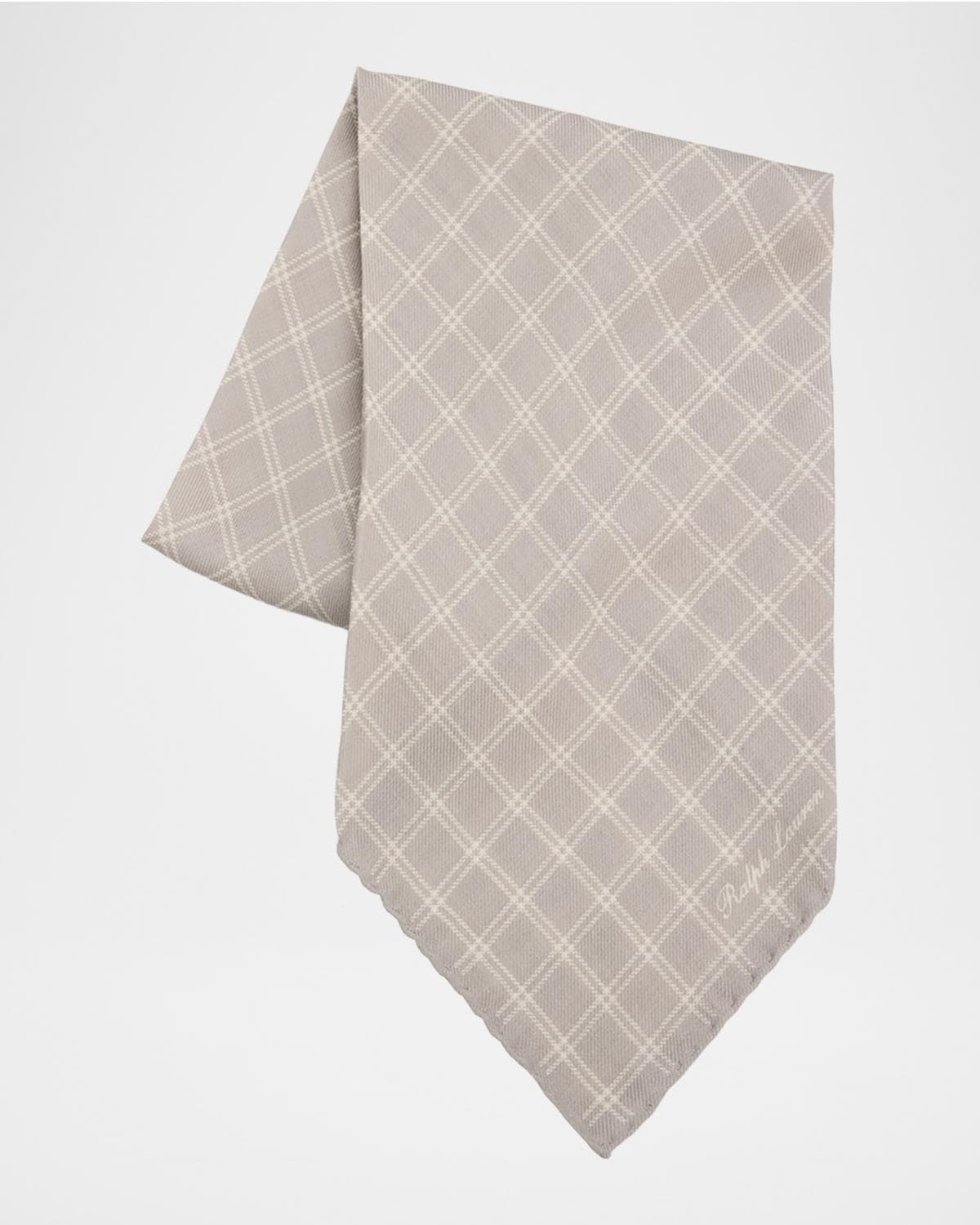 Ralph Lauren Purple Label Men's Windowpane Cashmere-Silk Neckerchief