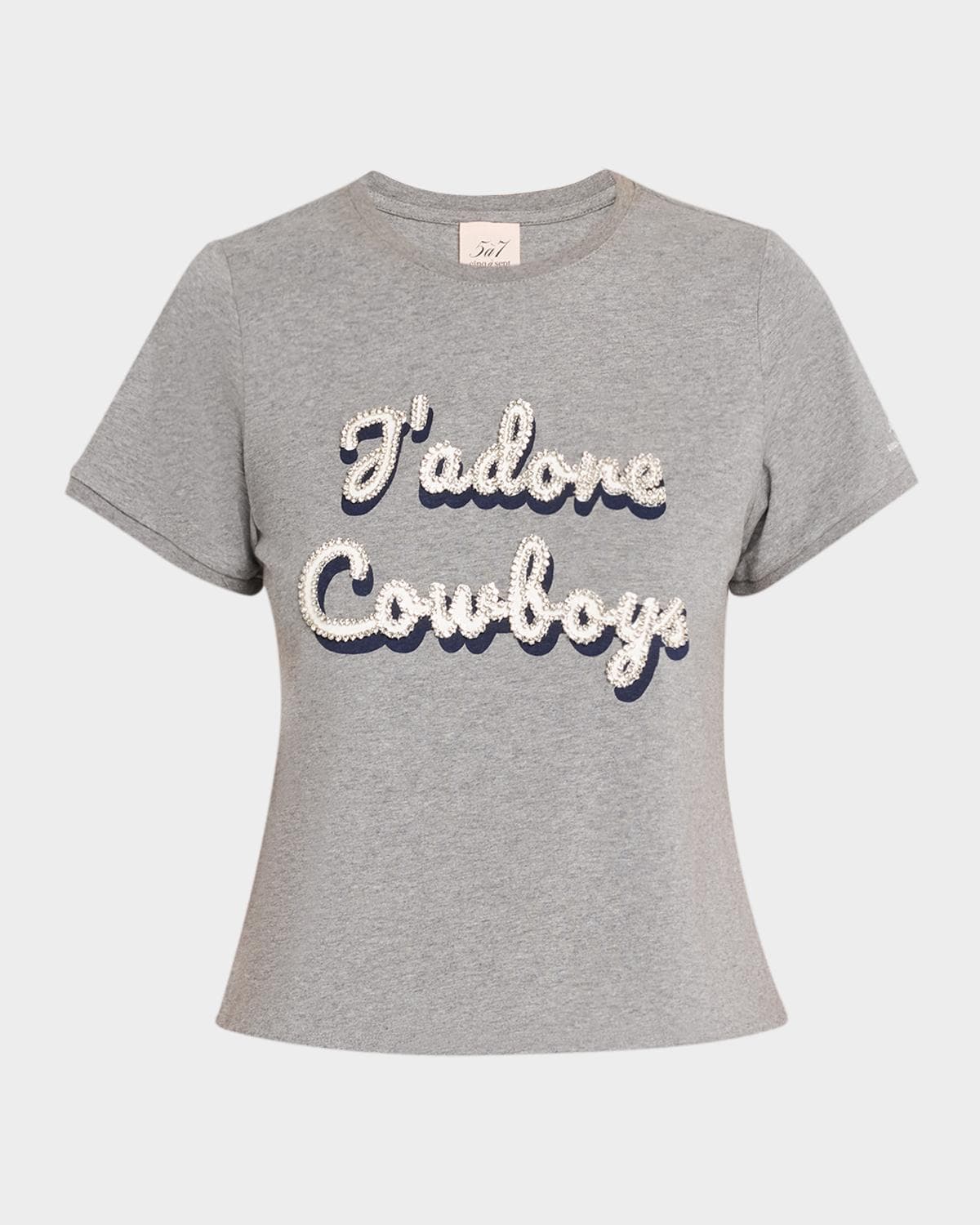 Cinq à Sept J 'adore Cowboys Embellished Shrunken Tee