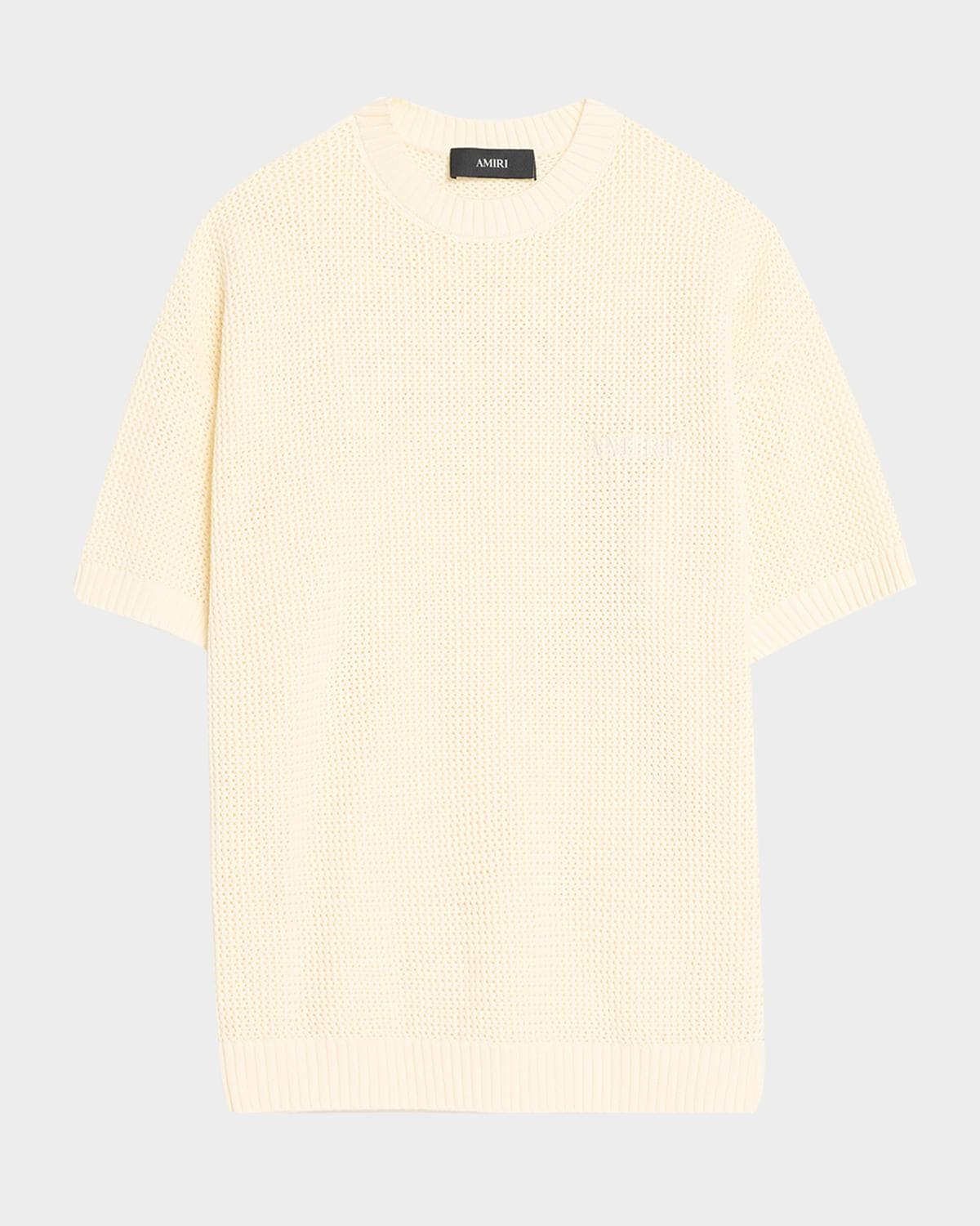 Amiri Men's Cotton Crochet Short-Sleeve Crewneck Sweater