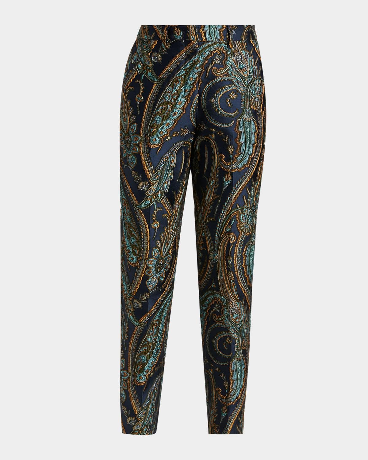 Etro Bristol Paisley Jacquard SLim-Leg Ankle Trousers