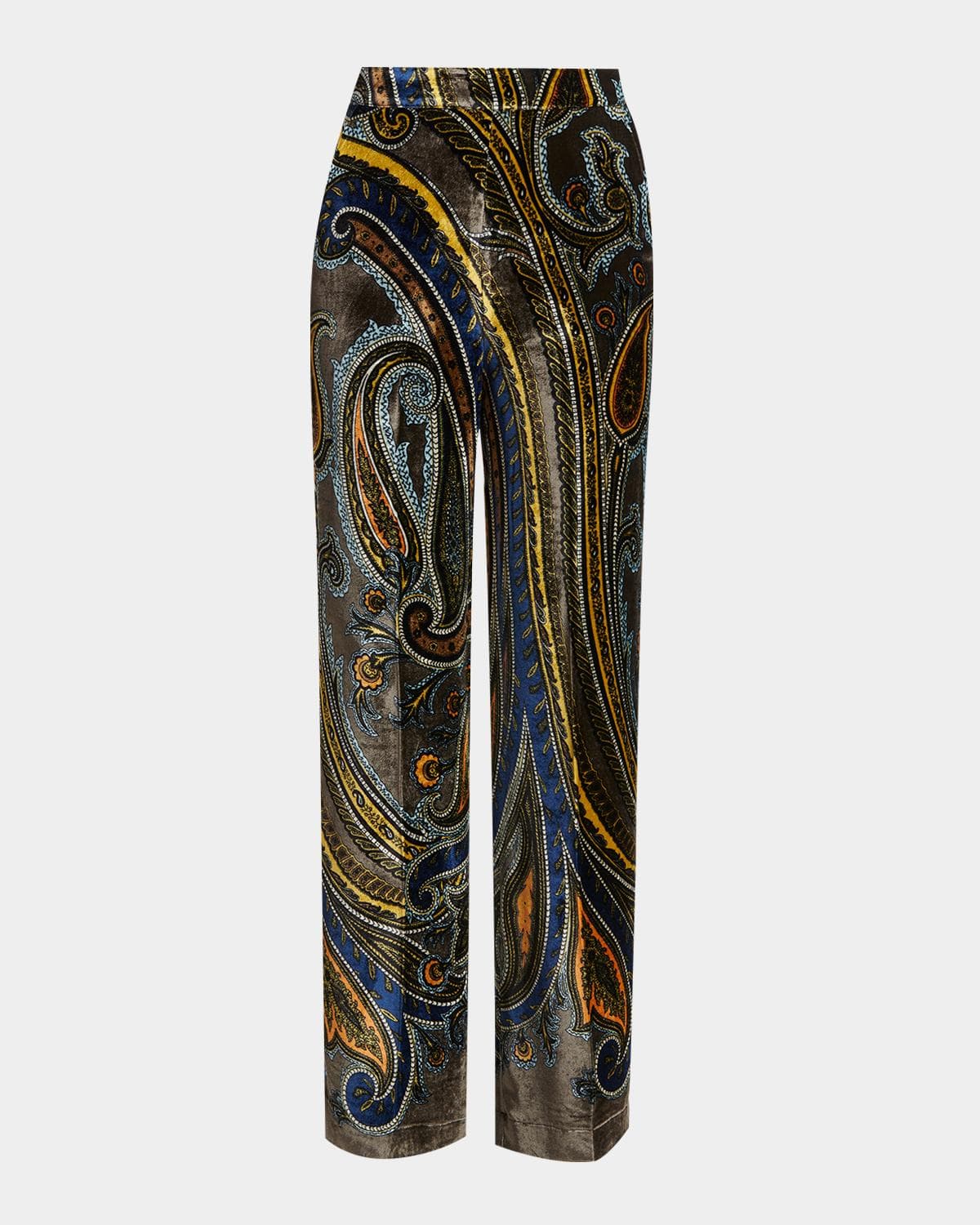 Etro Paisley Velvet Straight-Leg Pants