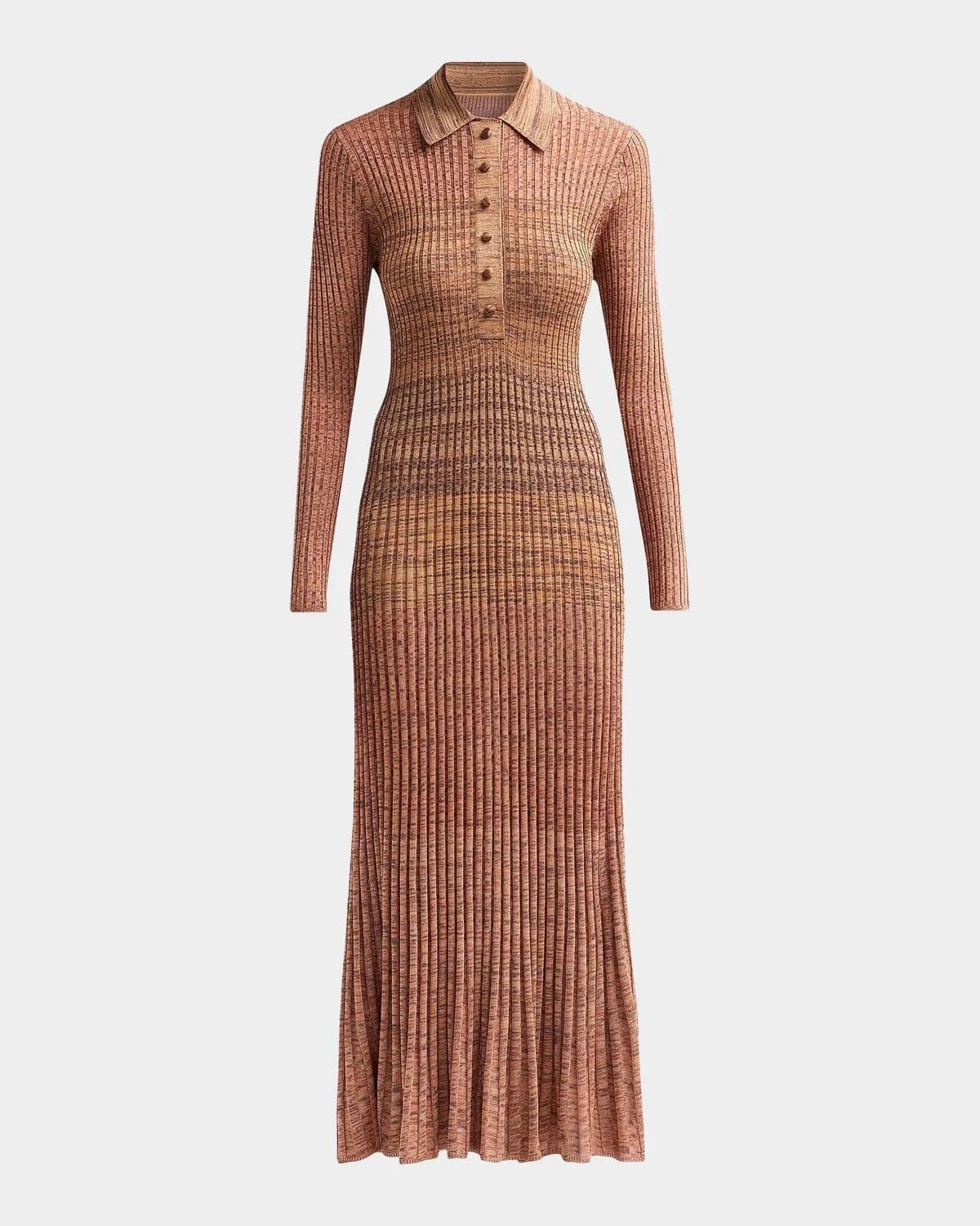 Zimmermann Mouline Rib-Knit Polo Midi Dress