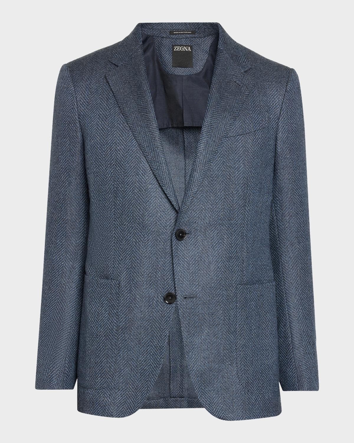 ZEGNA Men's Wool and Cotton Chevron Single-Breasted Sport Coat · 50 RD7