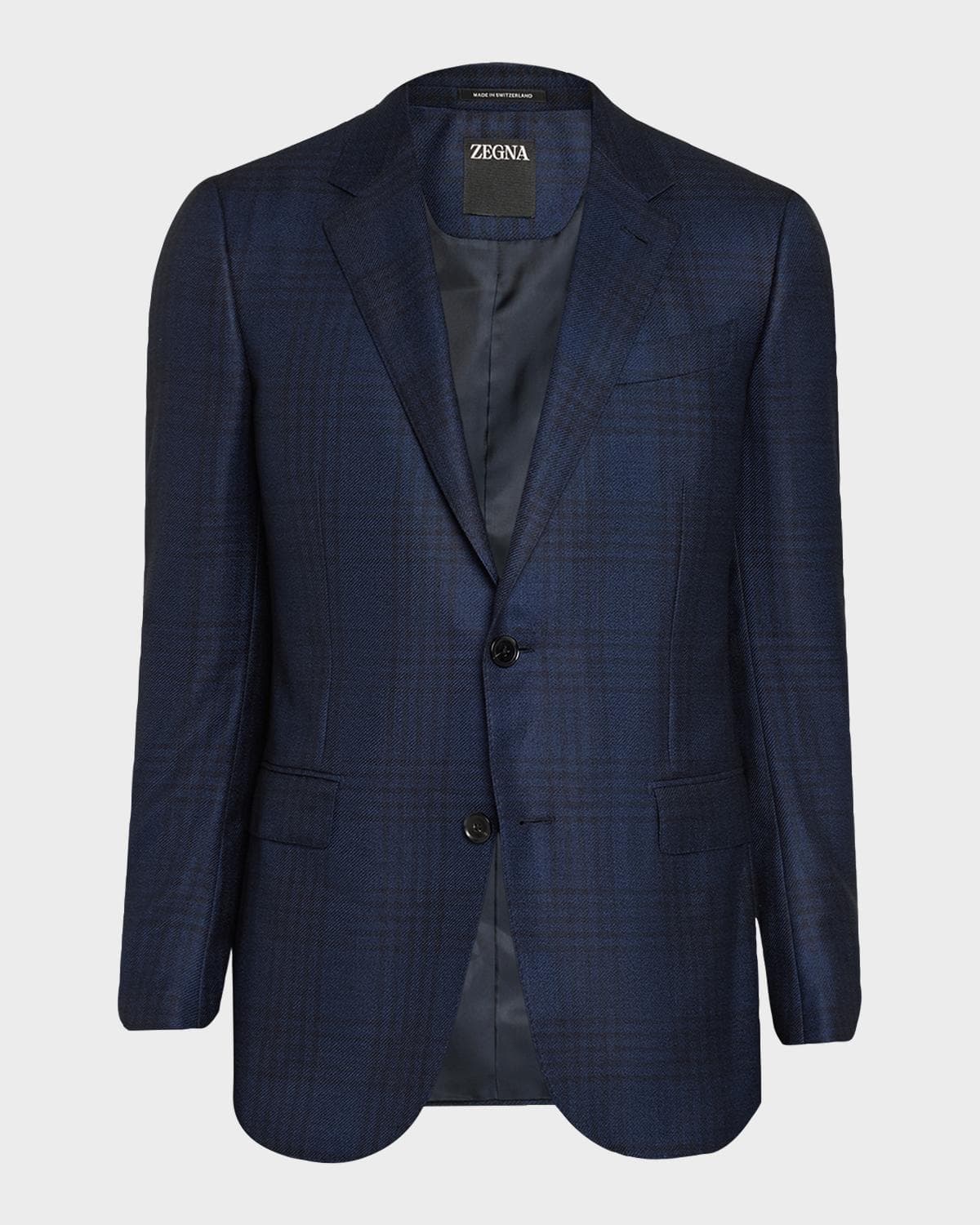 ZEGNA Men's Cashmere and Silk Check Single-Breasted Sport Coat