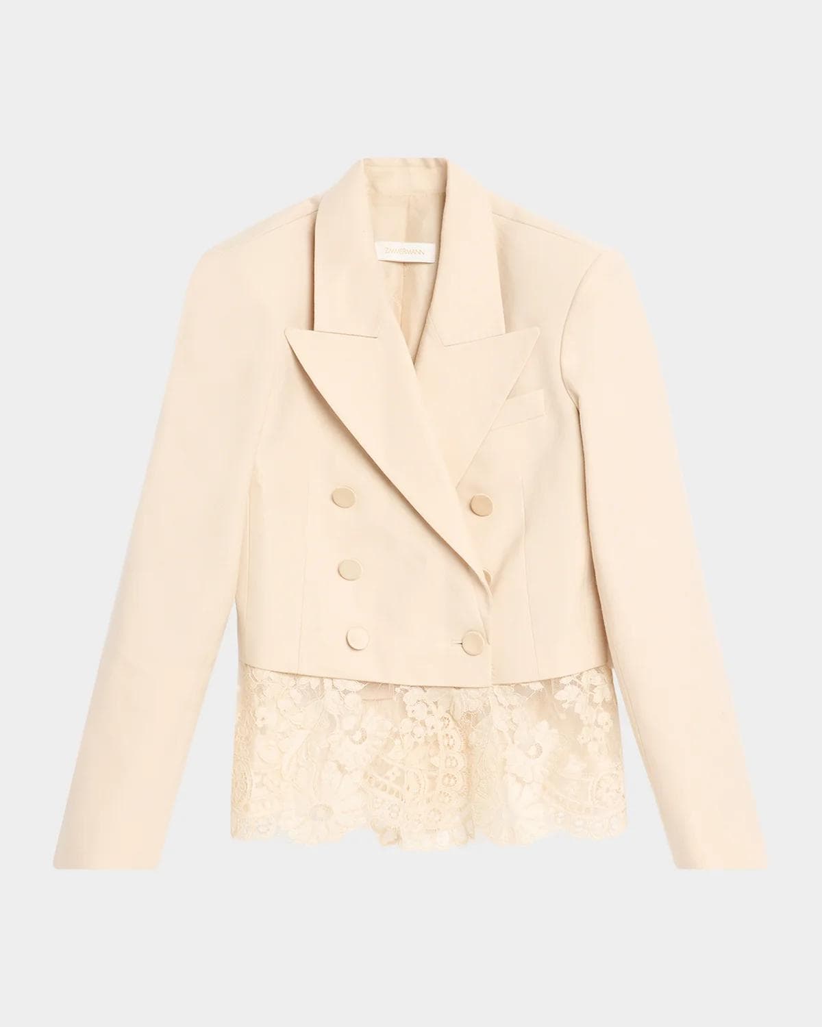 Zimmermann Lace-Trim Wool-Blend Double-Breasted Jacket