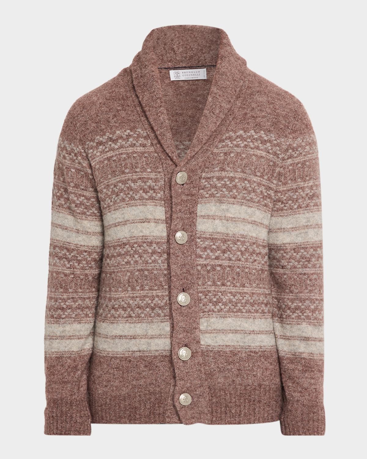 Brunello Cucinelli Men's Fair Isle-Inspired Alpaca-Blend Cardigan