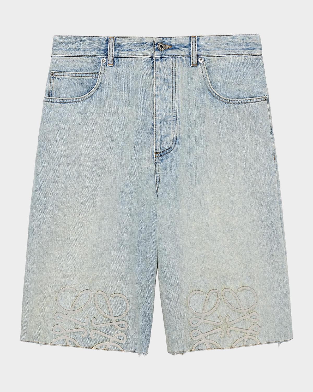 LOEWE Men's Anagram Denim Shorts
