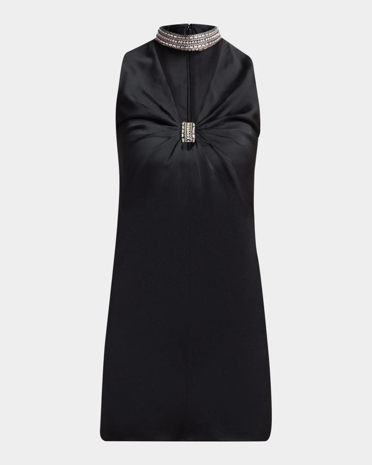 Valentino Garavani Embroidered Choker V-Neck Satin Mini Dress