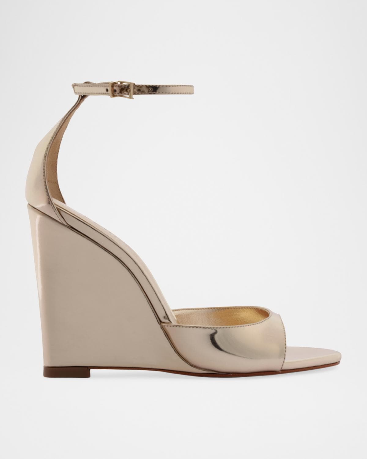 Schutz 100mm Scarlett Metallic Leather Wedge Sandals