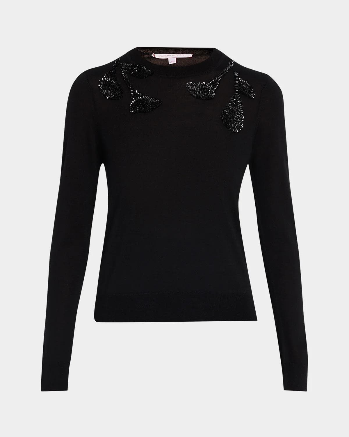 Carolina Herrera Embroidered Wool & Silk-Blend Long-Sleeve Sweater