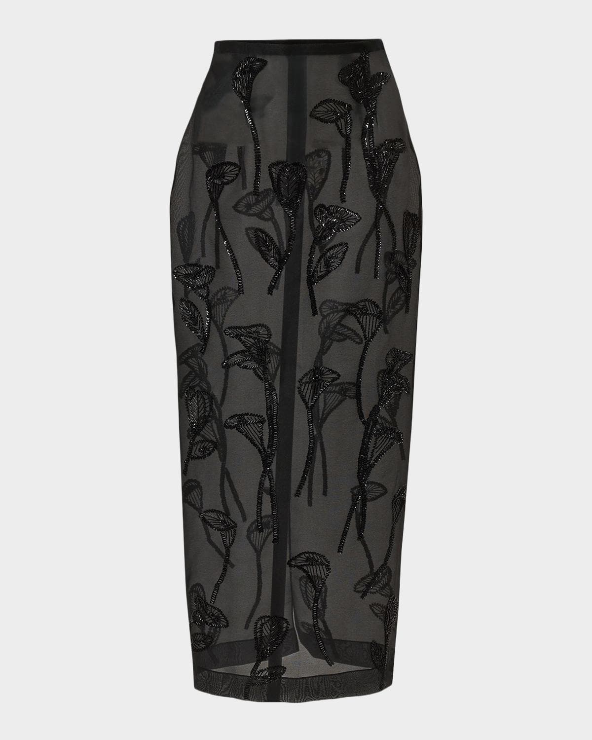 Carolina Herrera Embellished Silk Maxi Skirt