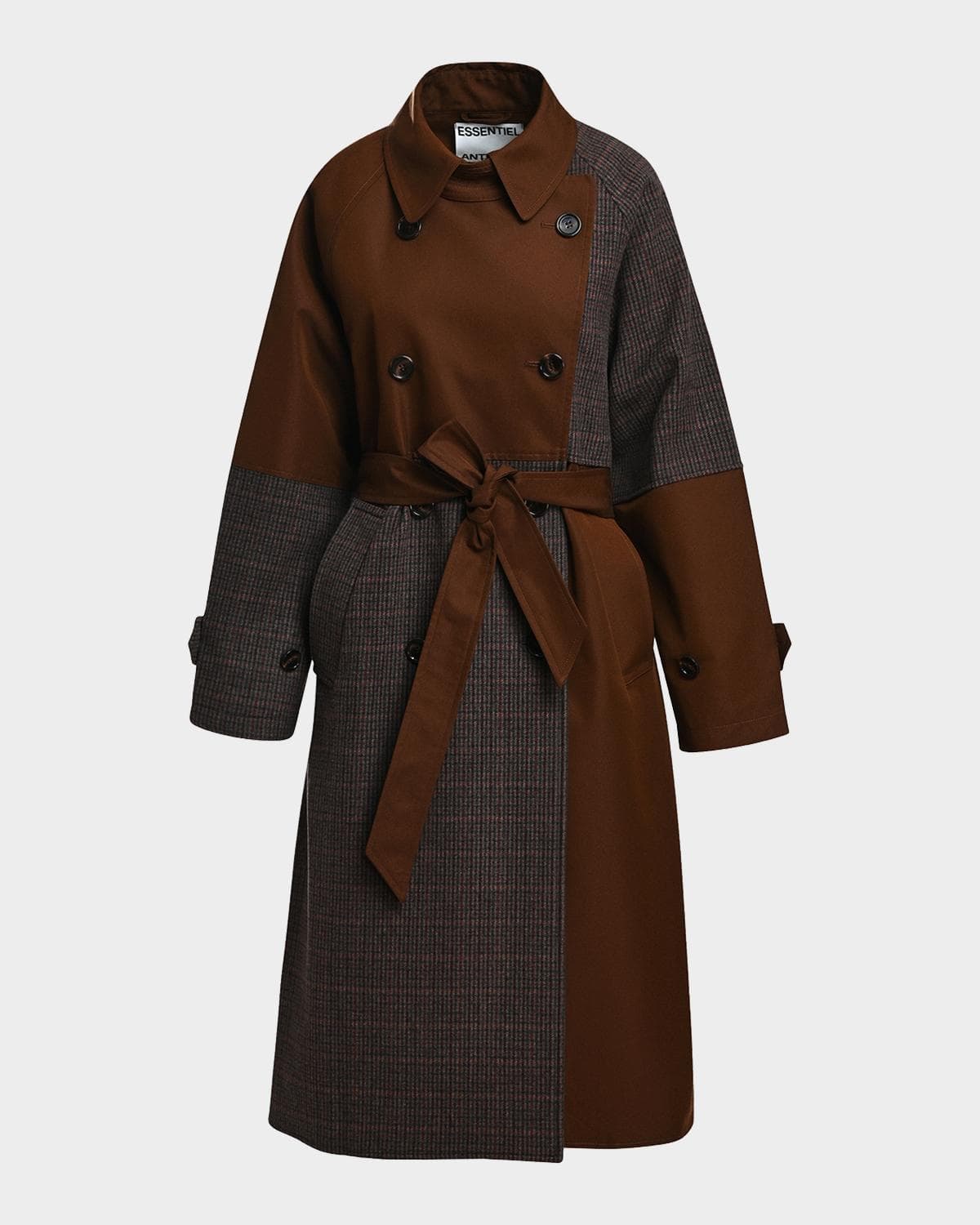 Essentiel Antwerp Kagu Patchwork Trench Coat