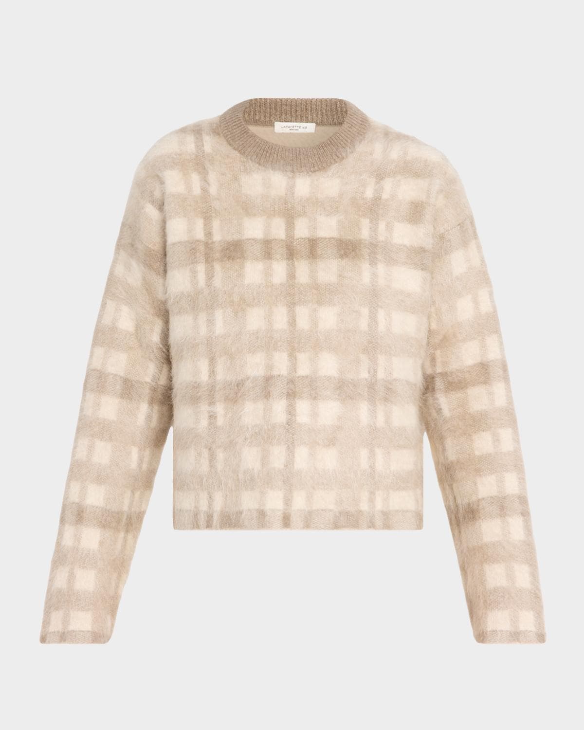 Lafayette 148 New York Glen Plaid Jacquard Brushed Cashmere Sweater