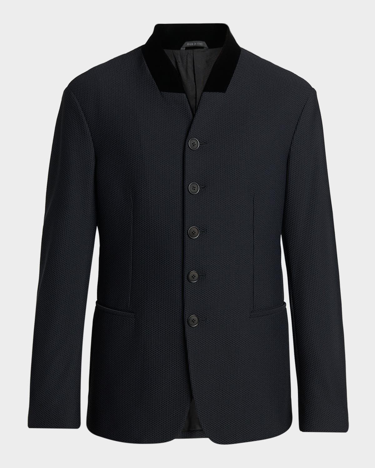 Giorgio Armani Men's Rice Stitch Stand-Collar Blazer