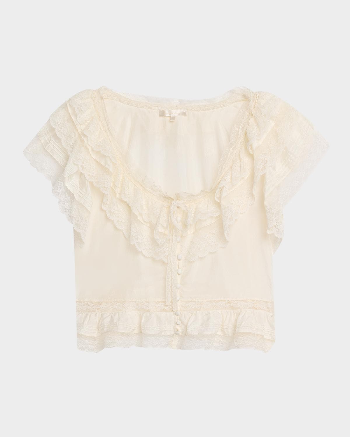 LoveShackFancy Persine Silk Ruffle Top