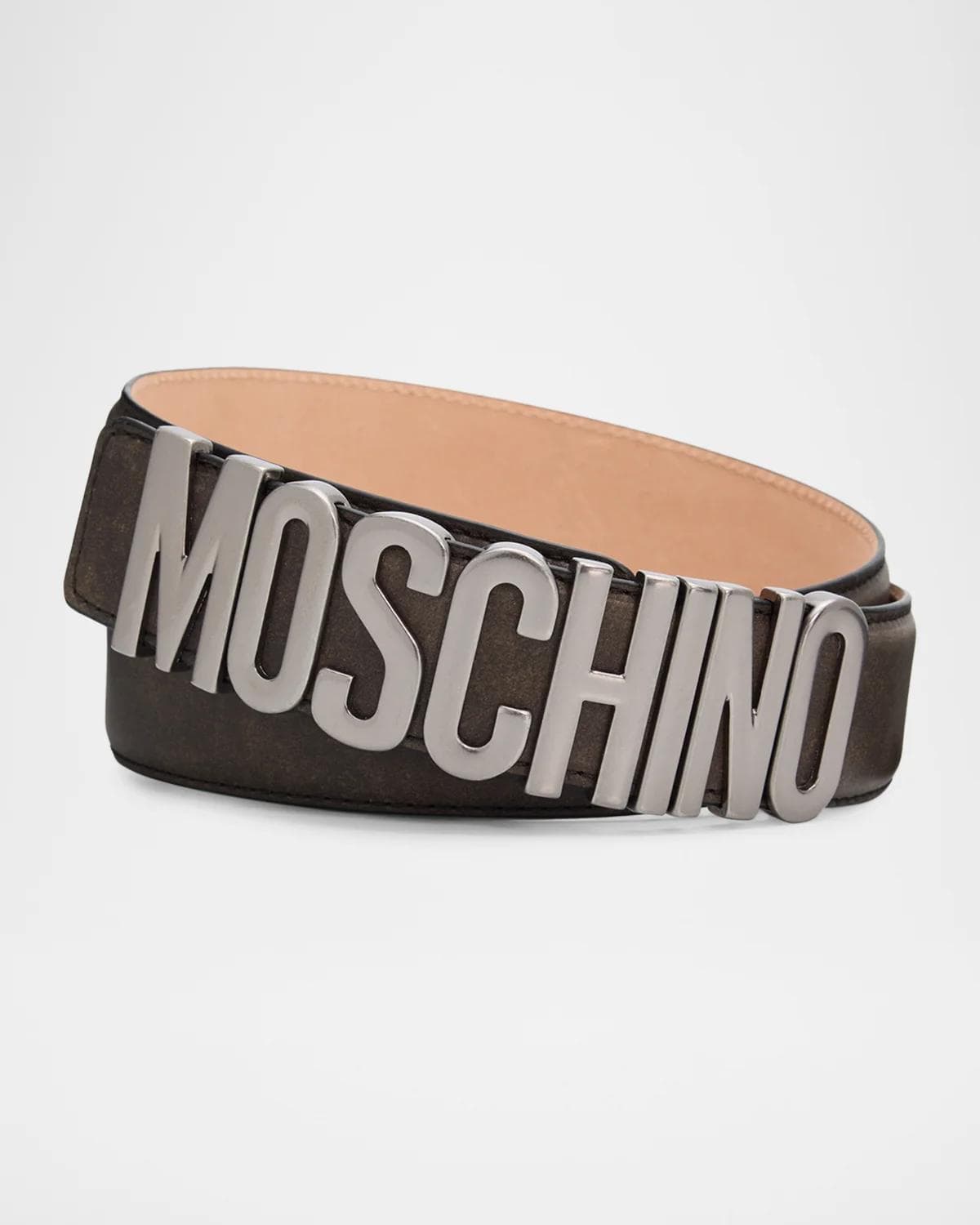 Moschino Men's Logo-Hardware Leather Belt