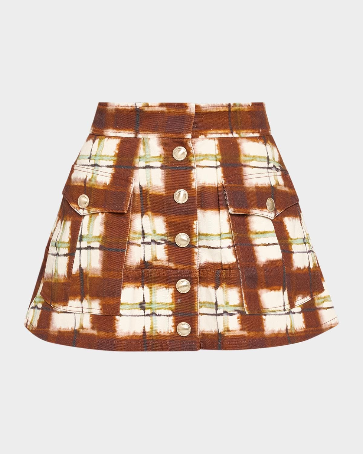 Cara Cara Fatima Plaid Cotton Canvas Mini Skirt