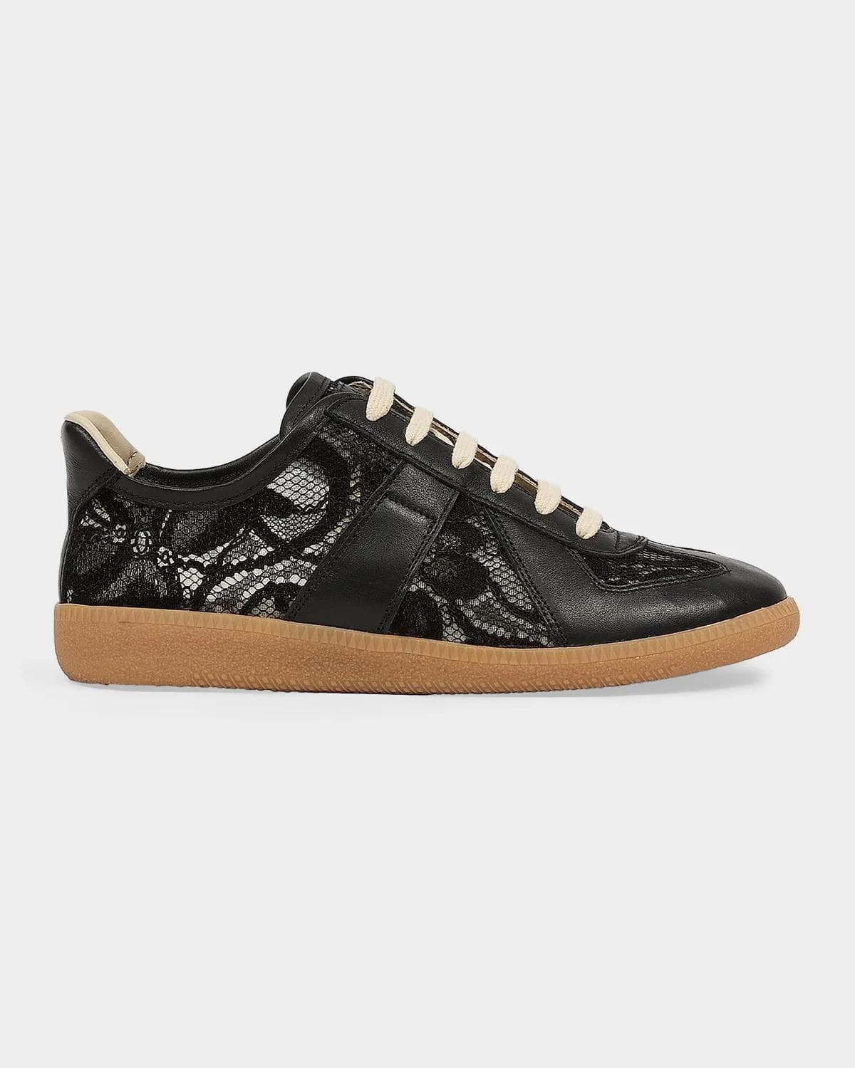 Maison Margiela Replica Lace-Trim Leather Sneakers