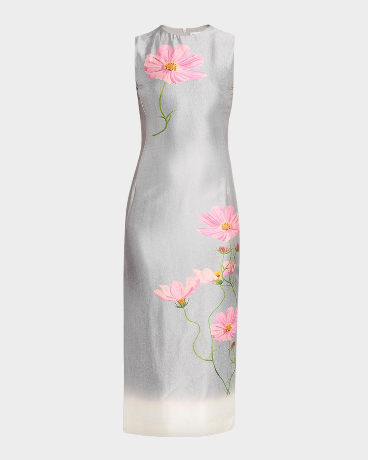 Oscar de la Renta Sleeveless Cosmos Mikado Silk Midi Day Dress