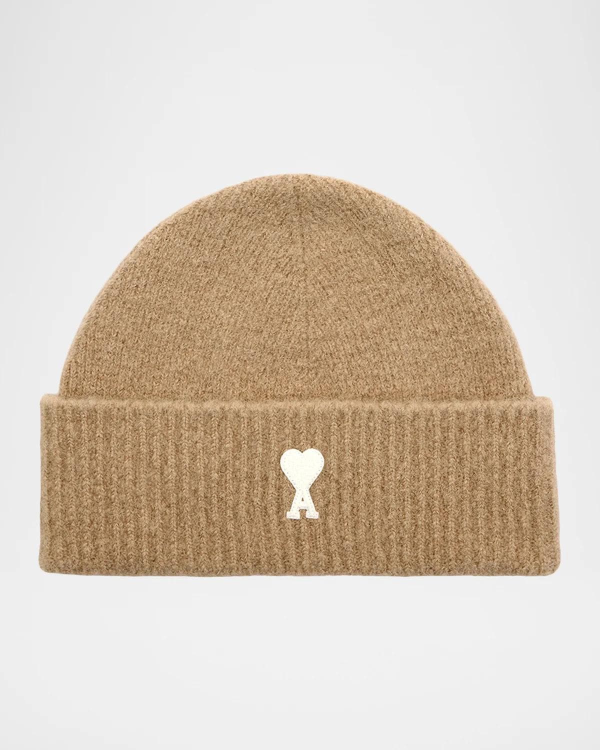 Ami Paris Logo Alpaca-Blend Knit Beanie Hat