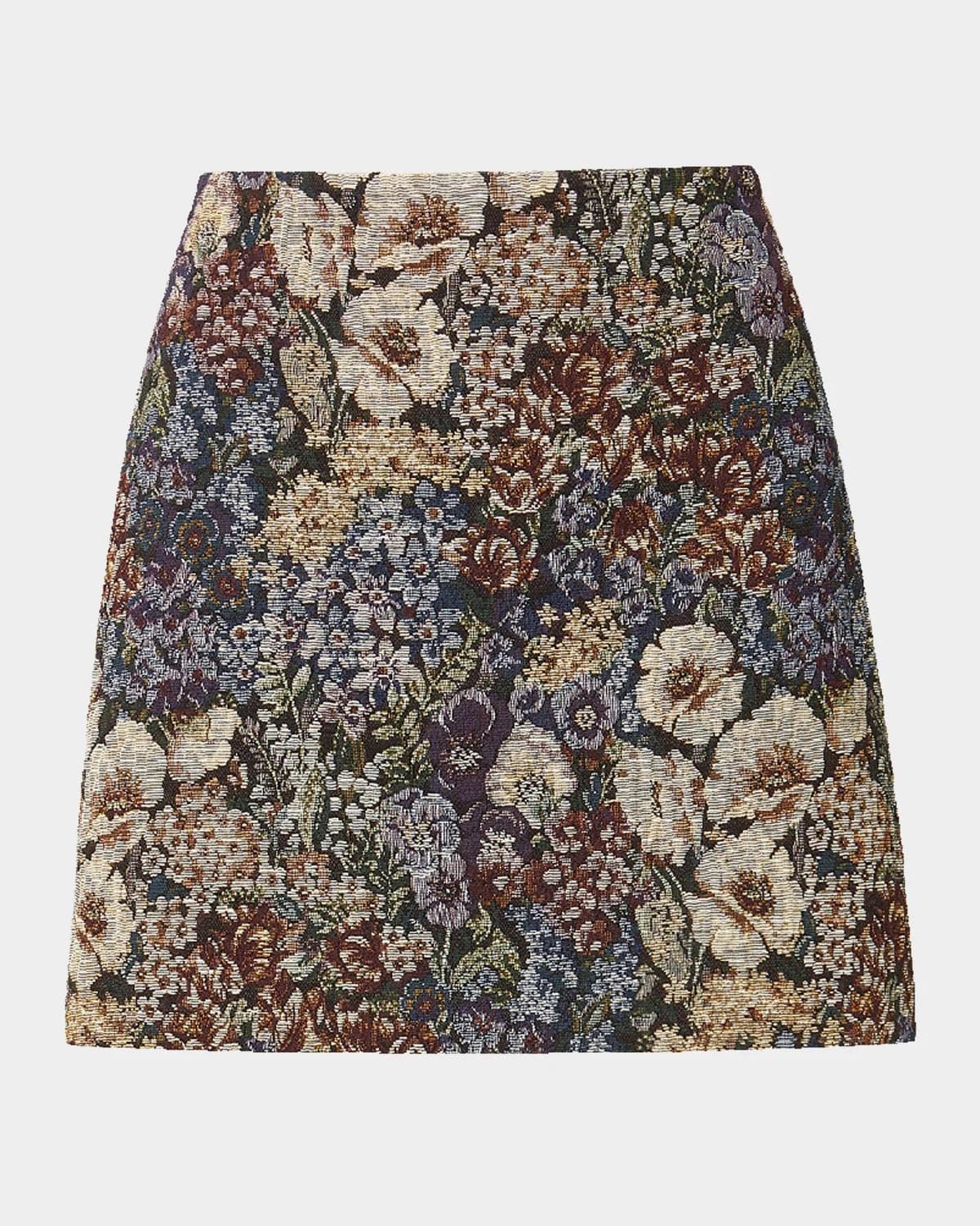 Veronica Beard Ohemia Floral Jacquard Mini Skirt