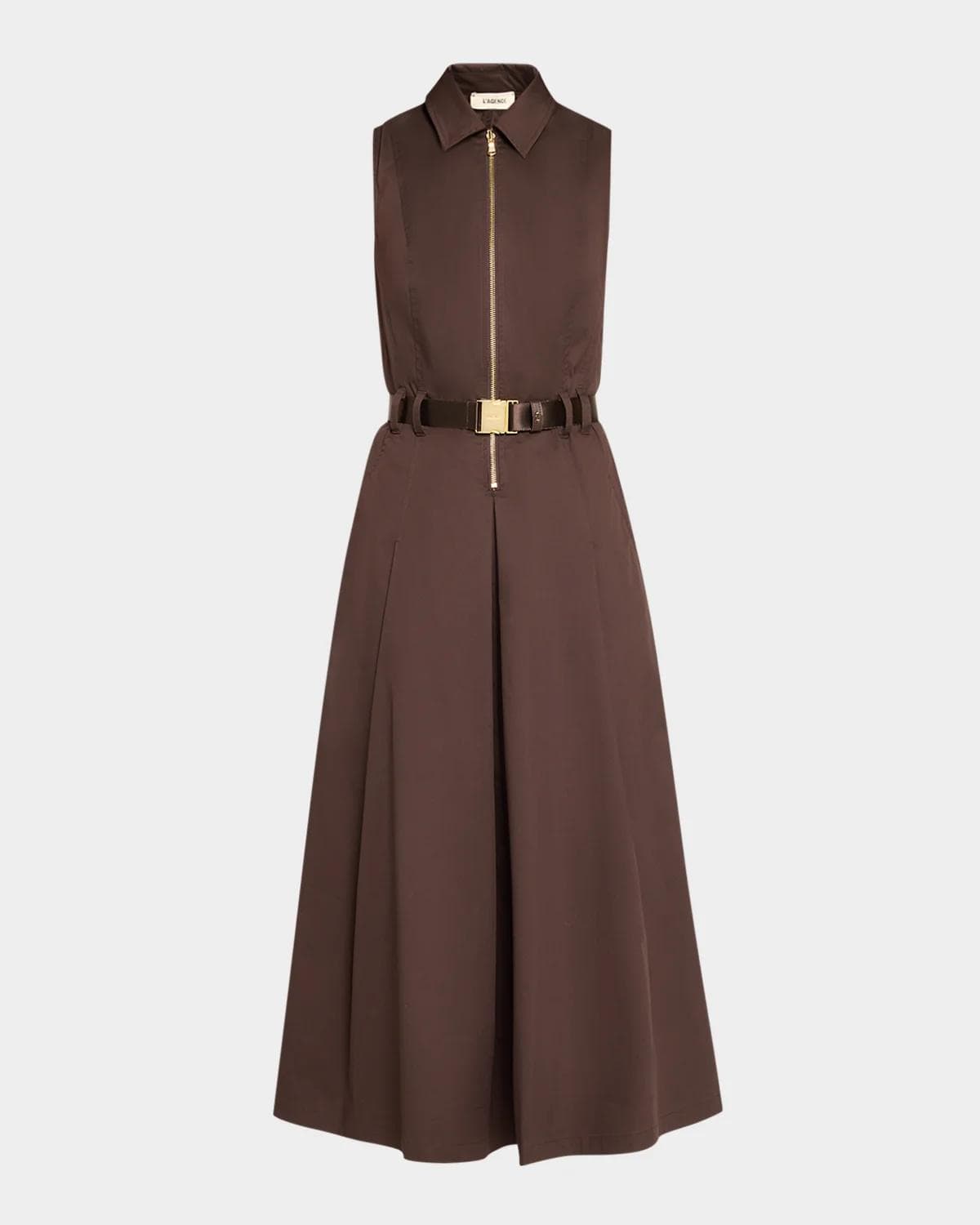 L 'AGENCE Kolton Sleeveless Belted Midi Dress