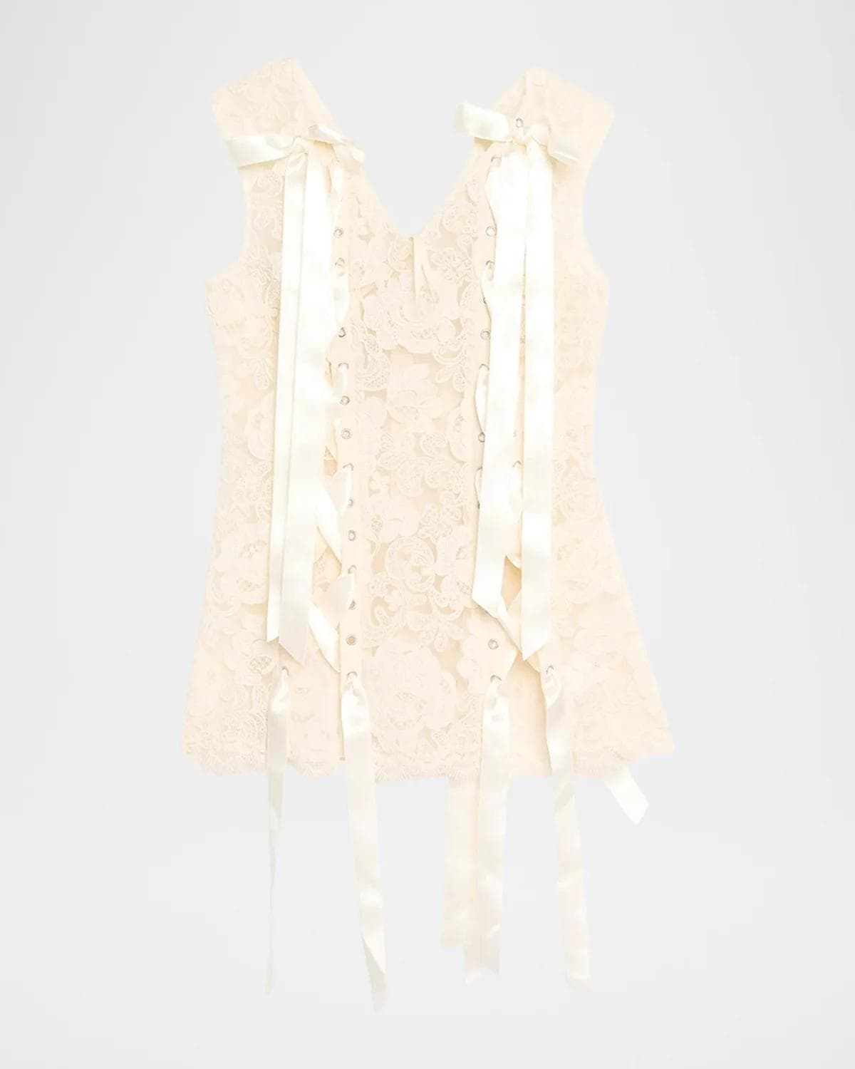 Simone Rocha Unraveling Ribbon Sleeveless Portrait Top