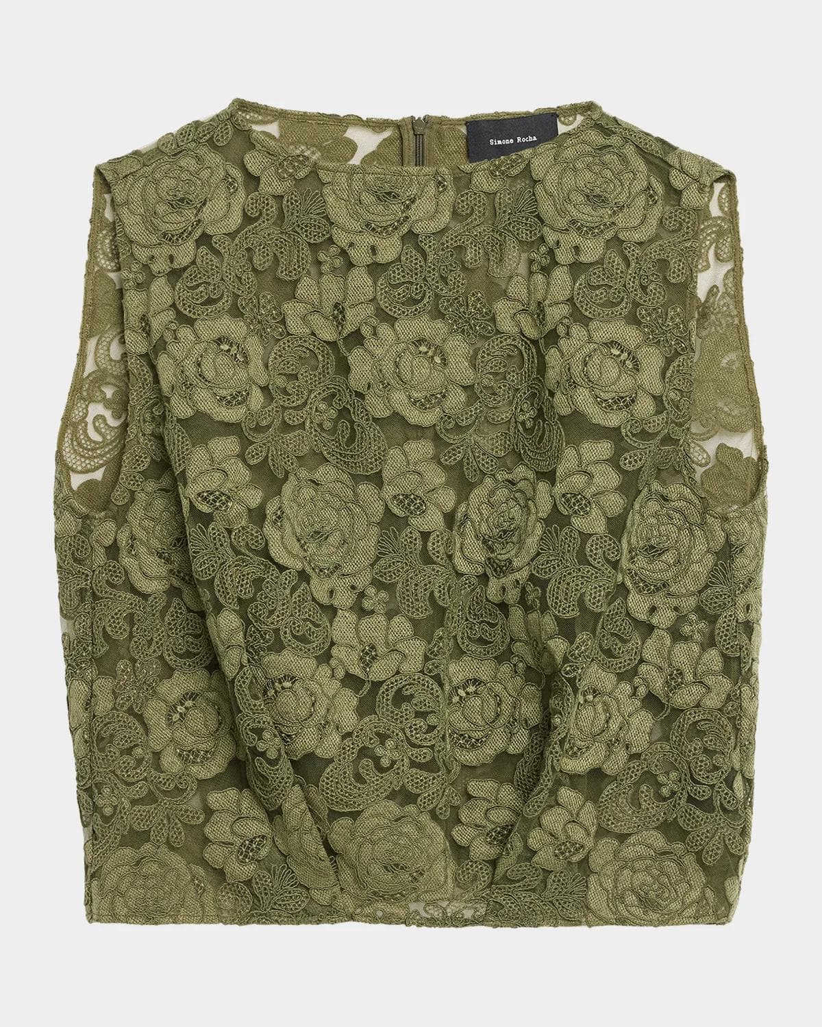Simone Rocha Sleeveless Floral Lace Boxy Smock Top