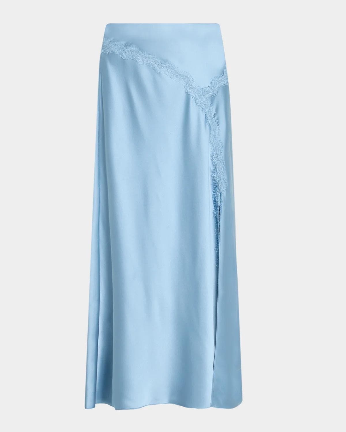 Tanya Taylor Bethany Lace-Trim Satin Midi Skirt
