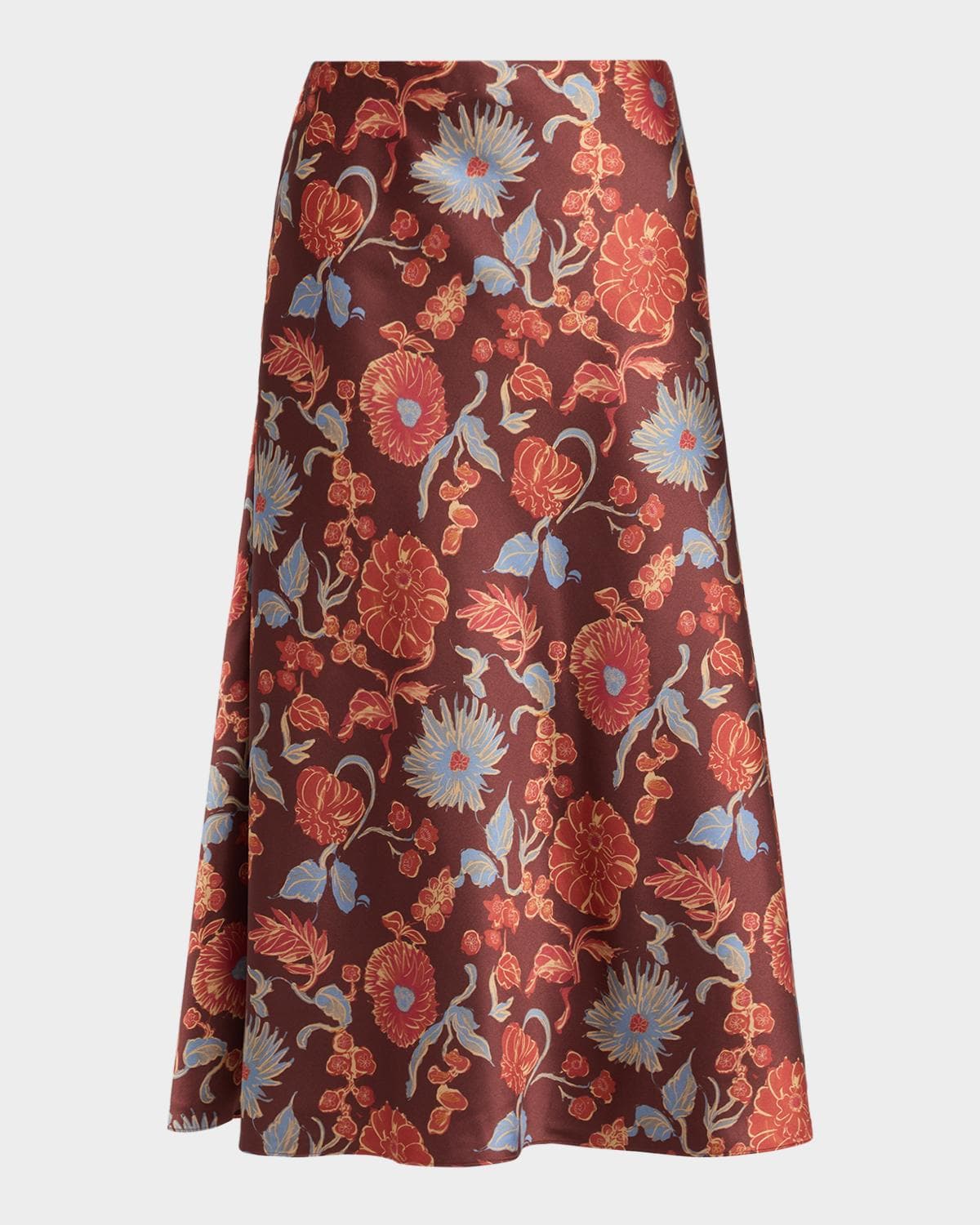 Tanya Taylor Beth Floral Satin Midi Skirt