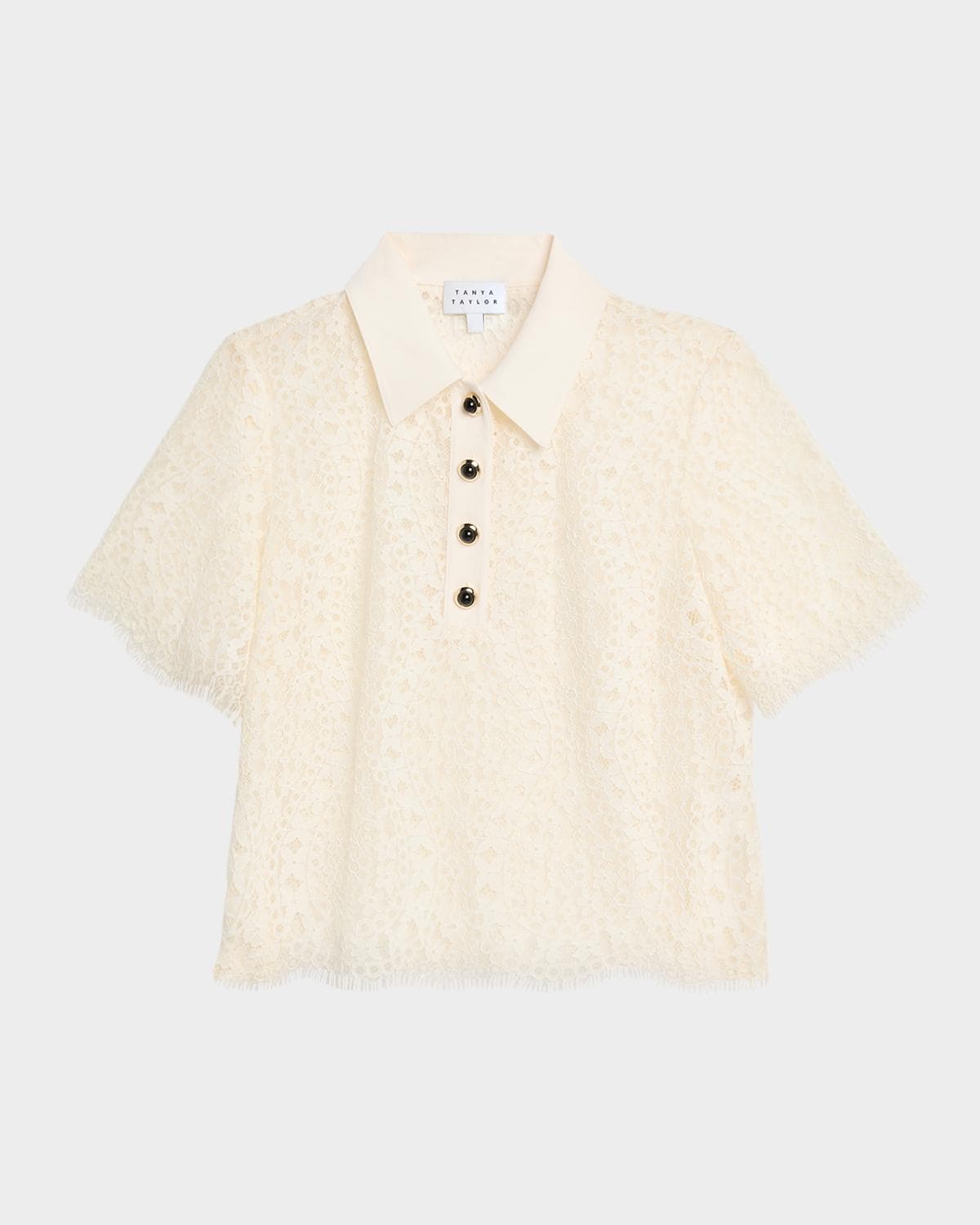 Tanya Taylor Gwen Lace Polo Top