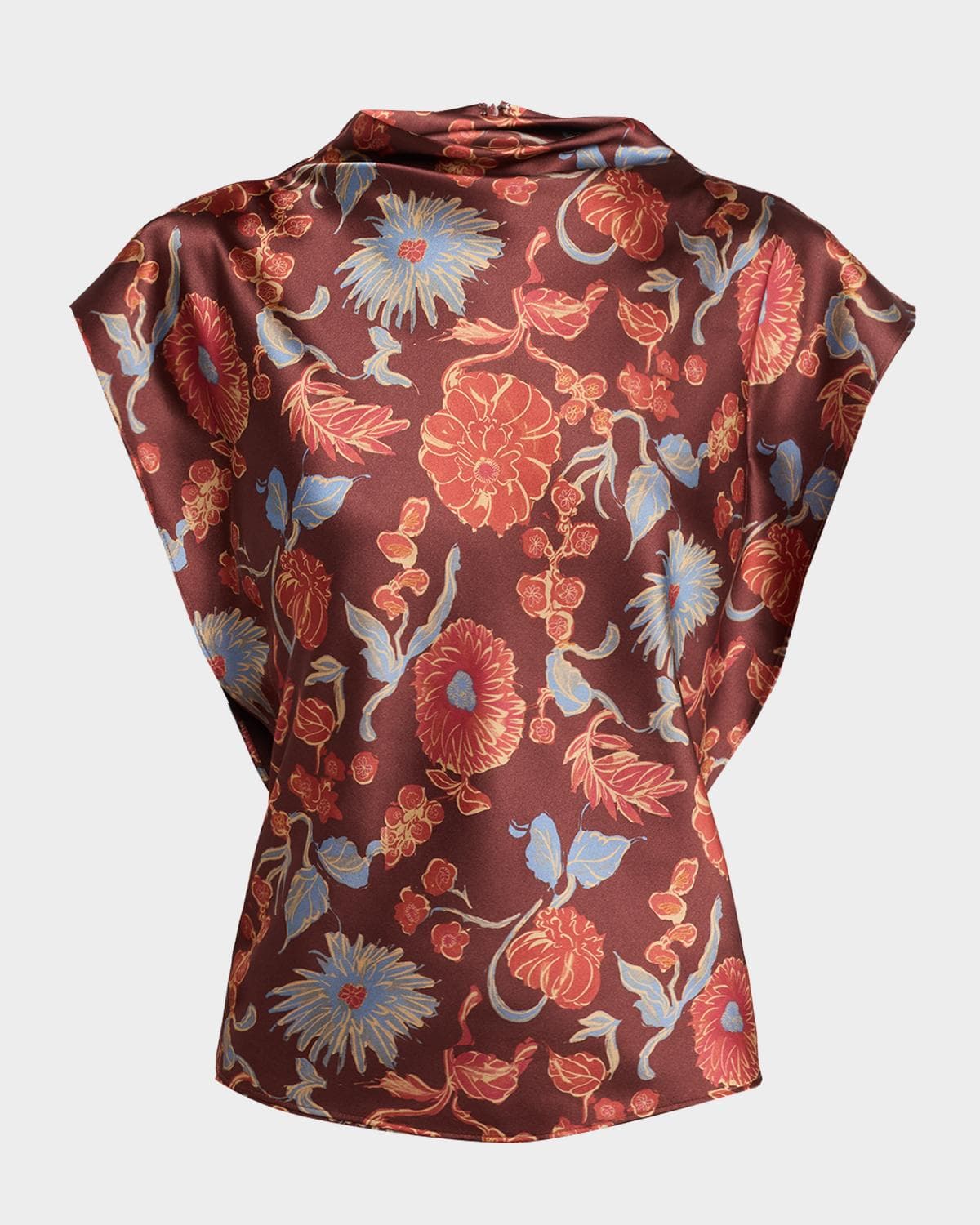 Tanya Taylor Adrien Floral Satin Top