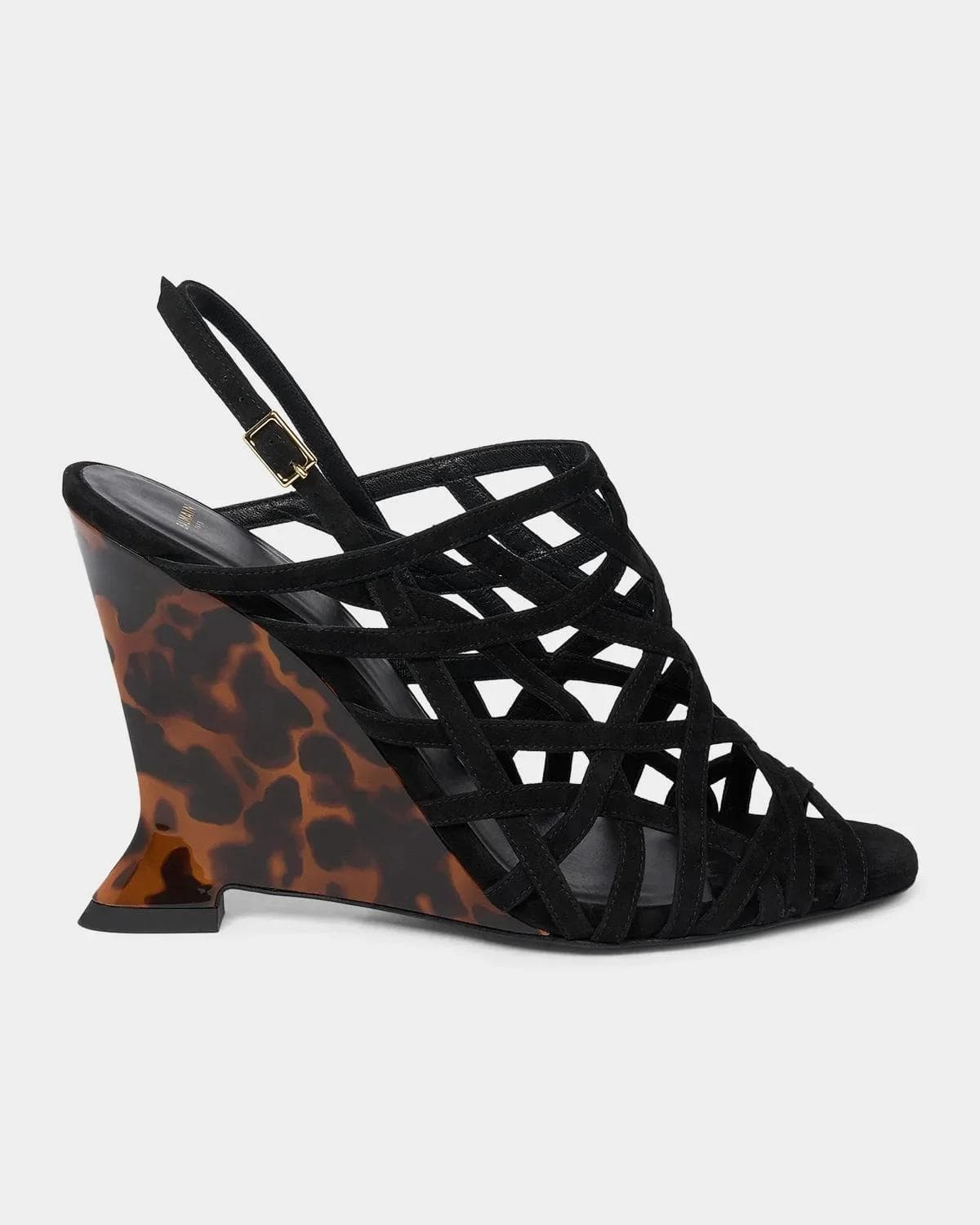Balmain 95MM Cage Suede Wedge Sandals