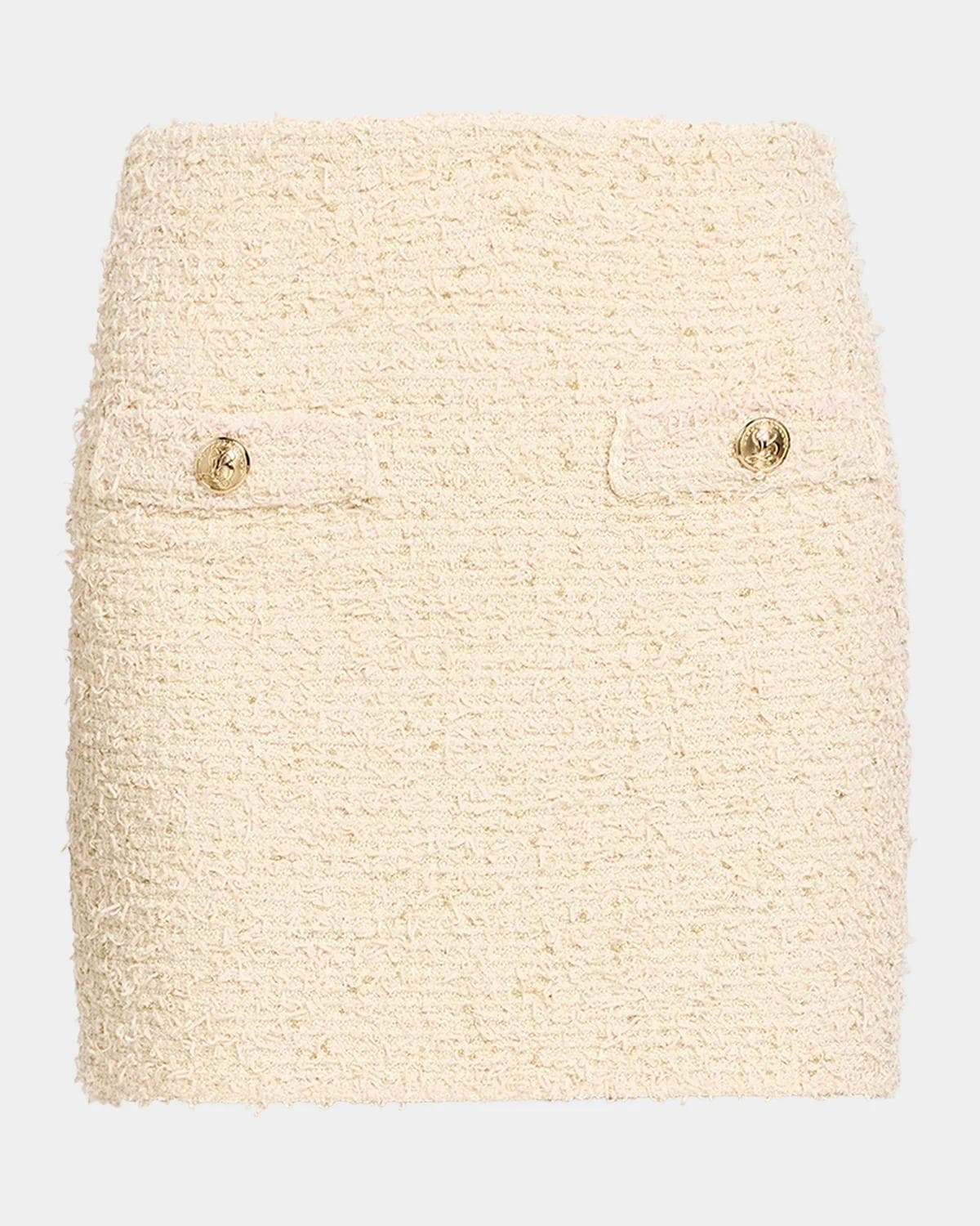 Balmain Fringed Tweed Knit Mini Skirt