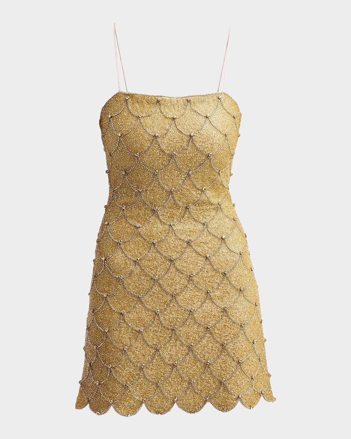 ALICE + OLIVIA Nina Embellished Scallop Mini Dress