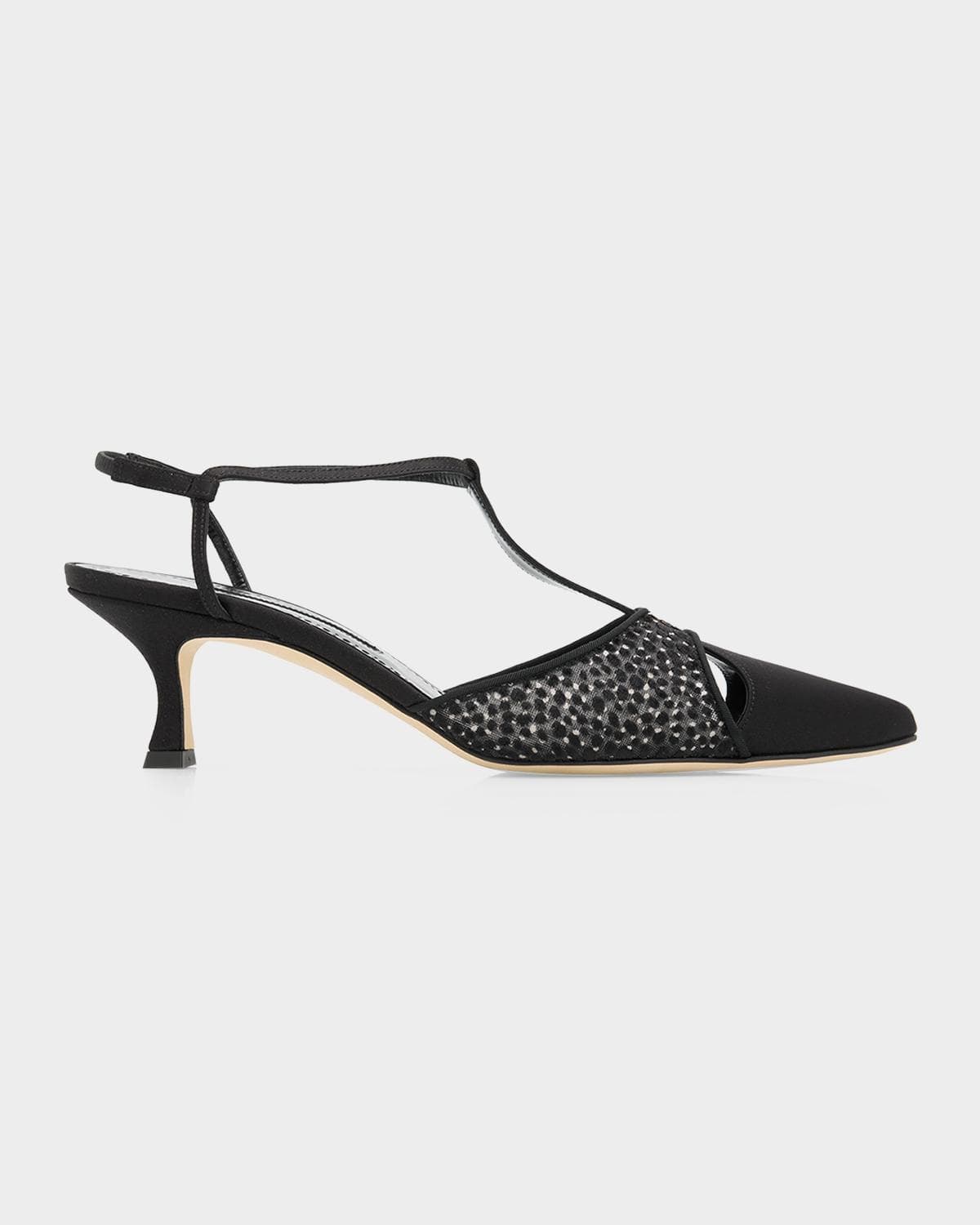 Manolo Blahnik 50mm Turgimodla Laser-Cut Suede T-Strap Pumps