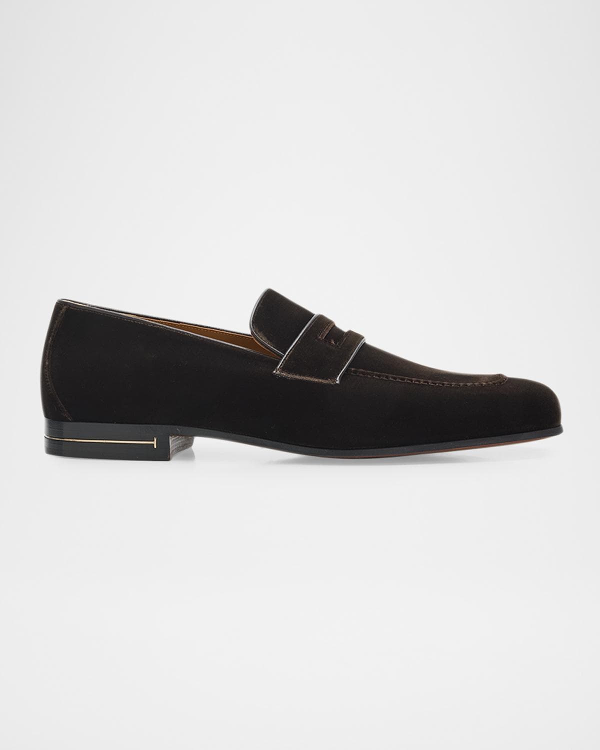 TOM FORD Men's Velvet Apron-Toe Penny Loafers