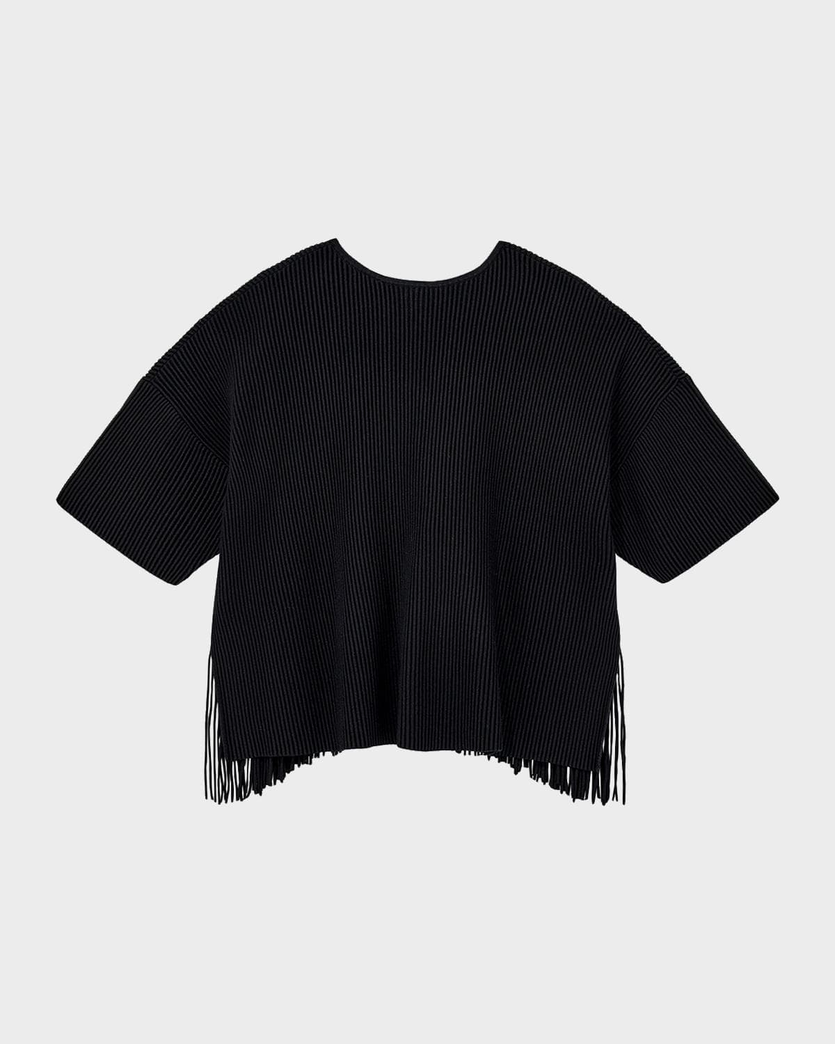 Emporio Armani Fringe-Hem Ottoman Ribbed Knit Cardigan