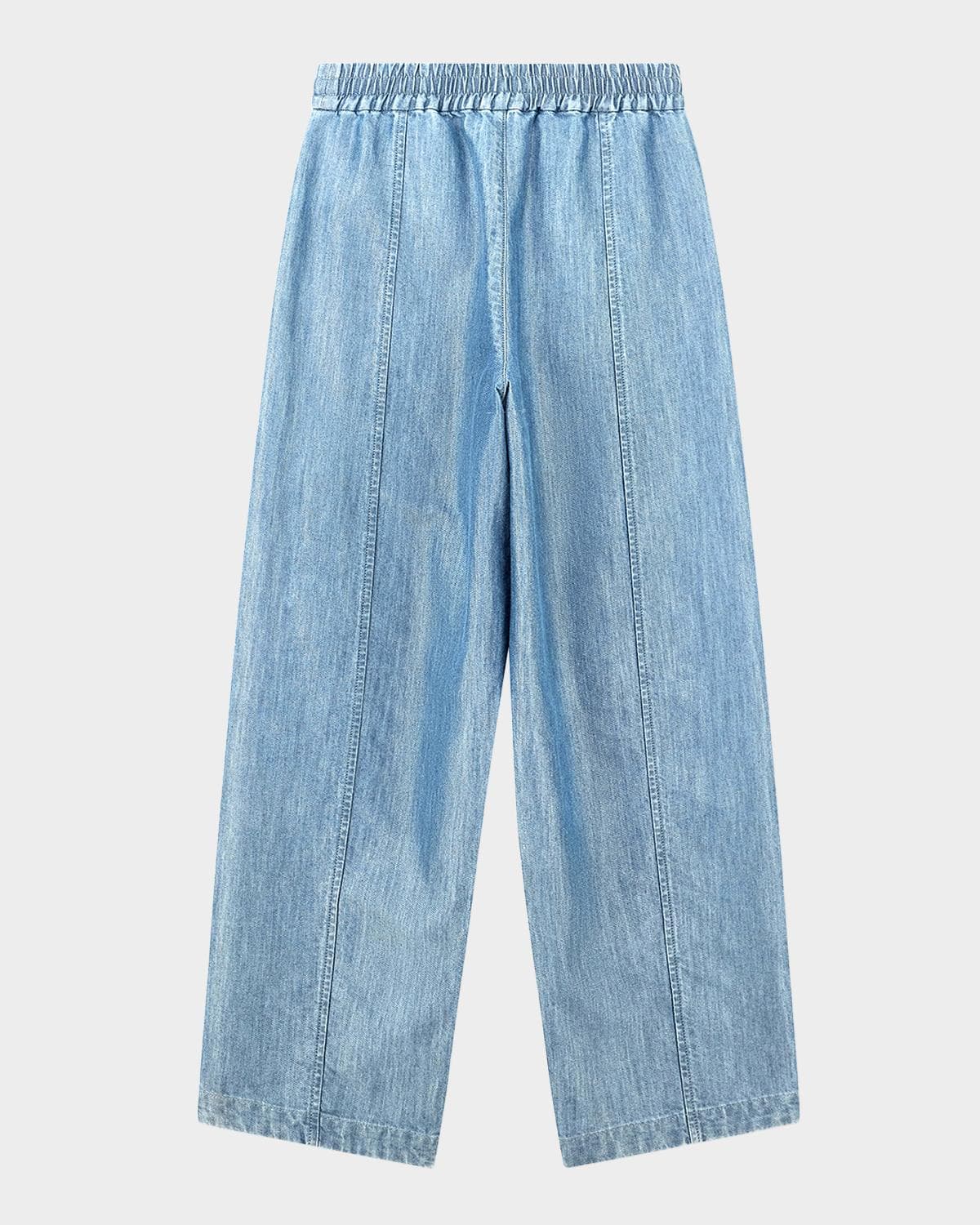 Emporio Armani Wide-Leg Denim Palazzo Trousers