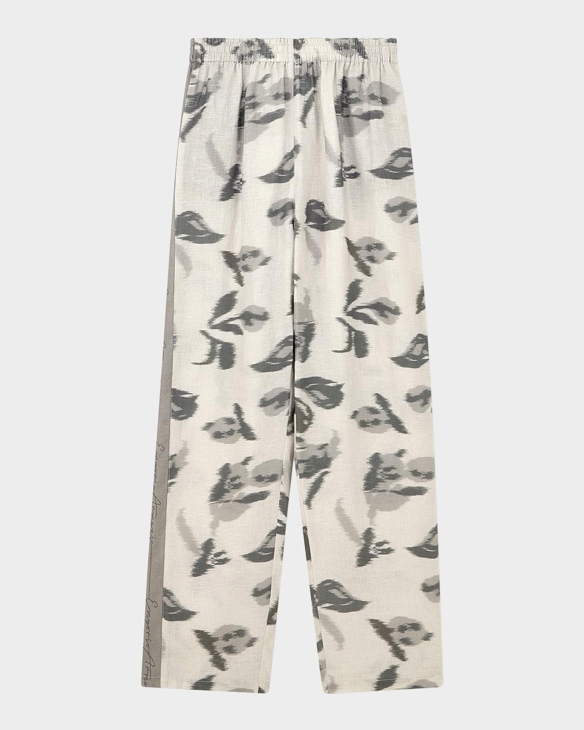 Emporio Armani Chine Flower Print Linen Trousers