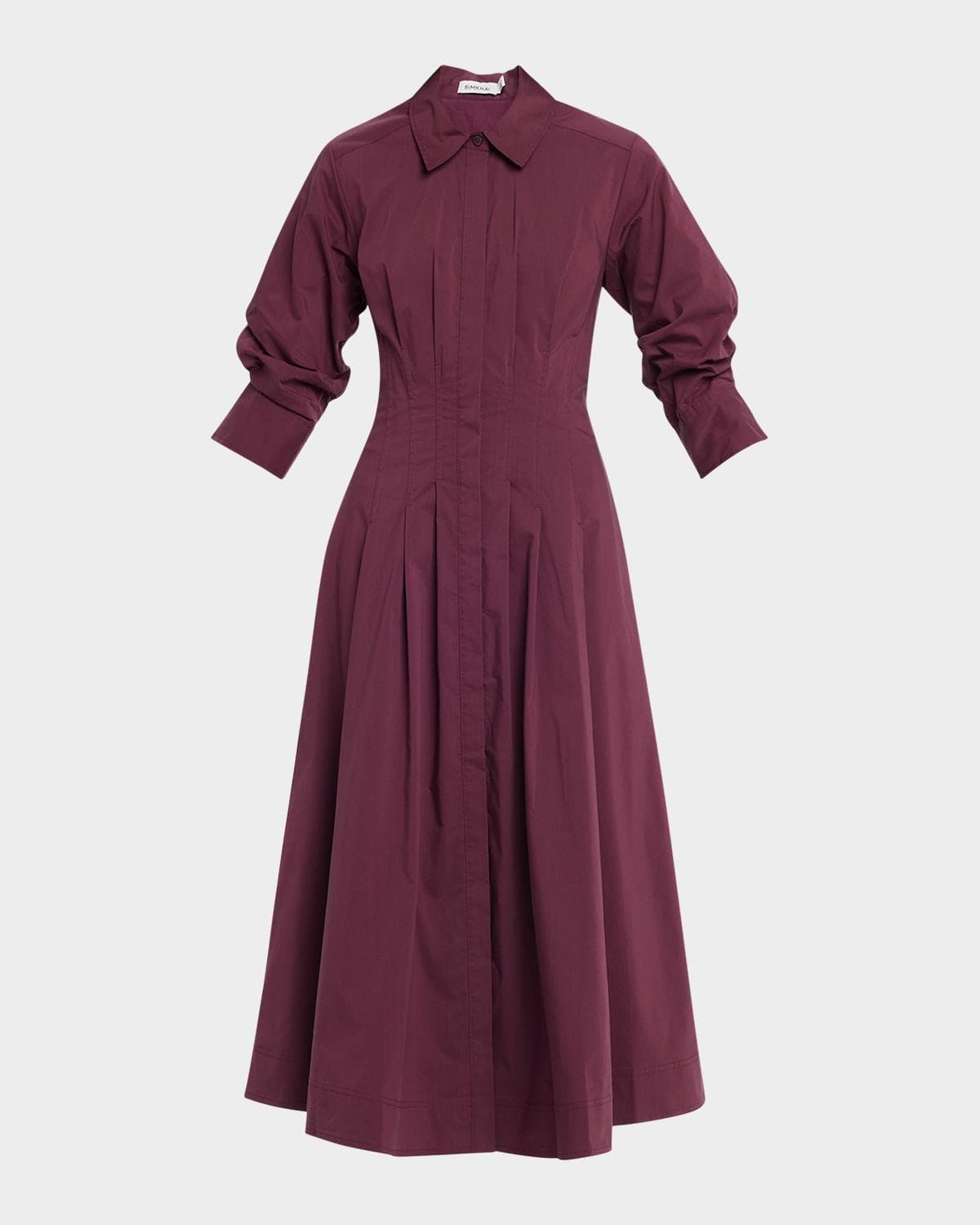 SIMKHAI Jazz Pintuck Midi Shirtdress