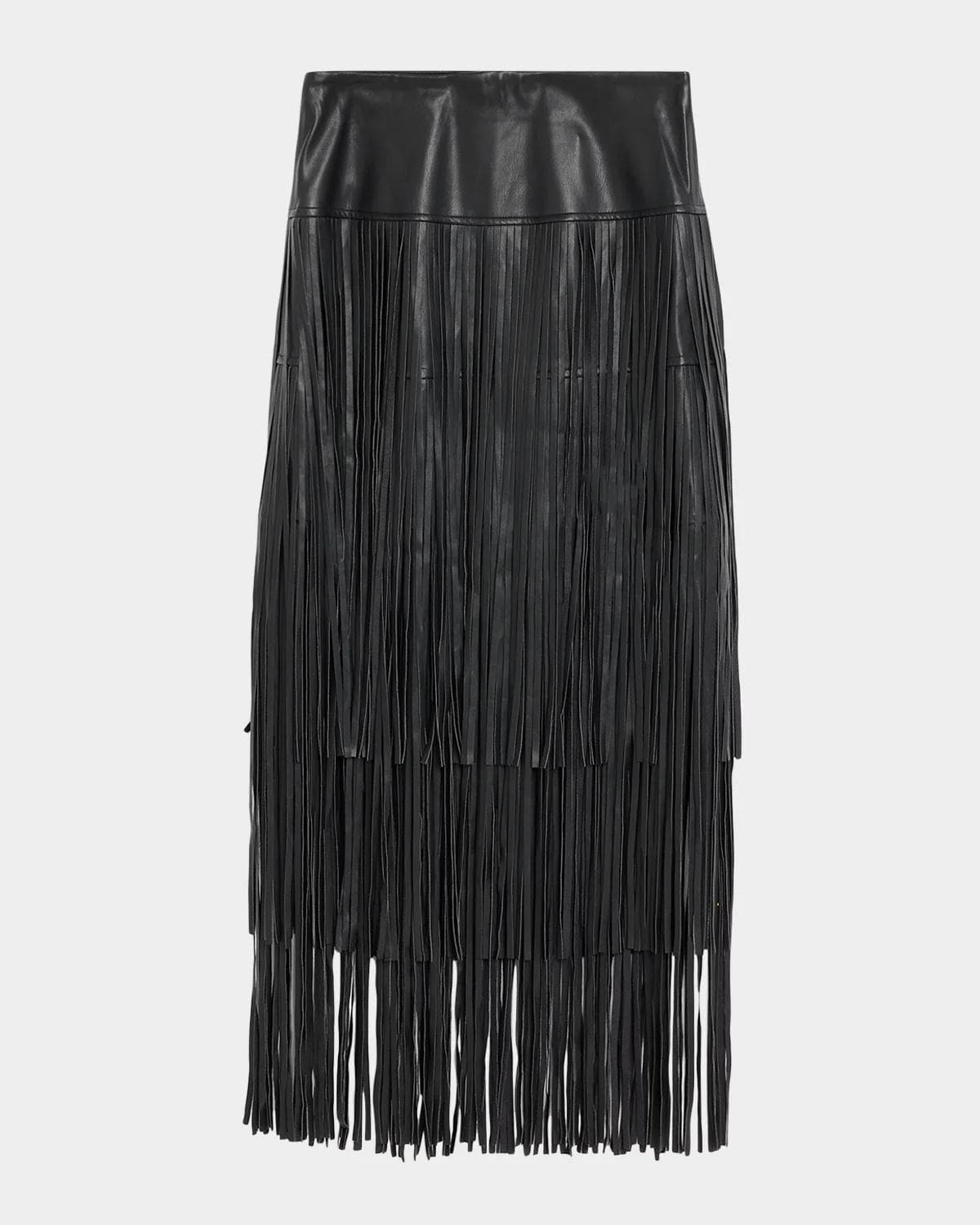 L 'AGENCE Karoline Faux-Leather Fringe Maxi Skirt