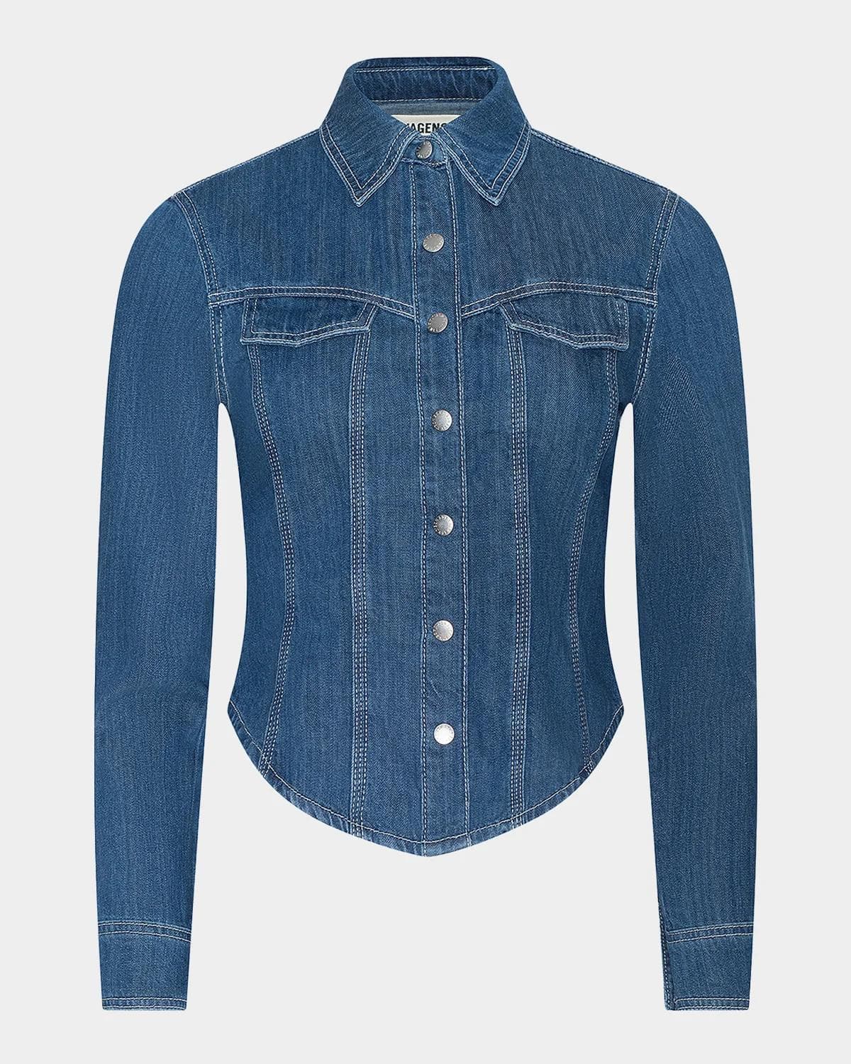 L 'AGENCE Louis Fitted Denim Shirt