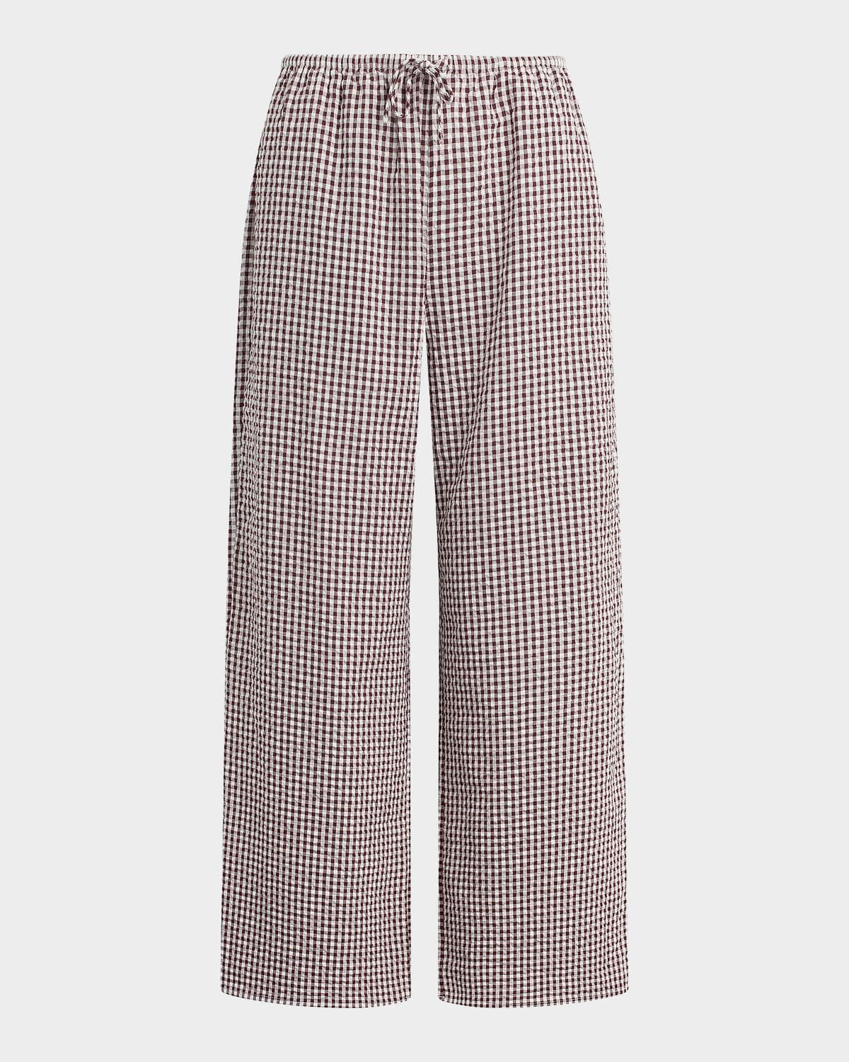 Joe's Jeans The Brynn Gingham Cotton-Blend Wide-Leg Ankle Pants