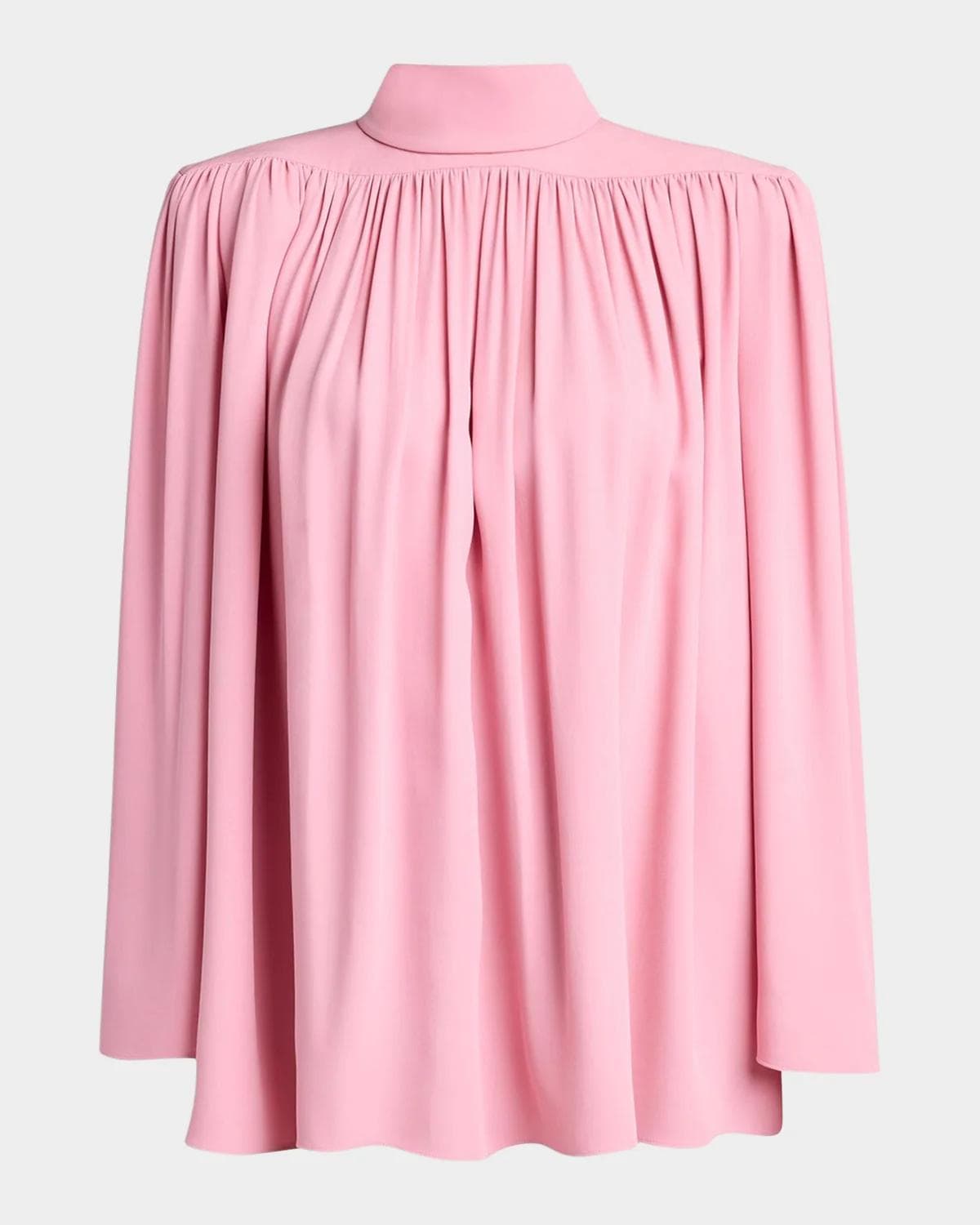 Valentino Garavani Turtleneck Gathered Silk Long-Sleeve Top