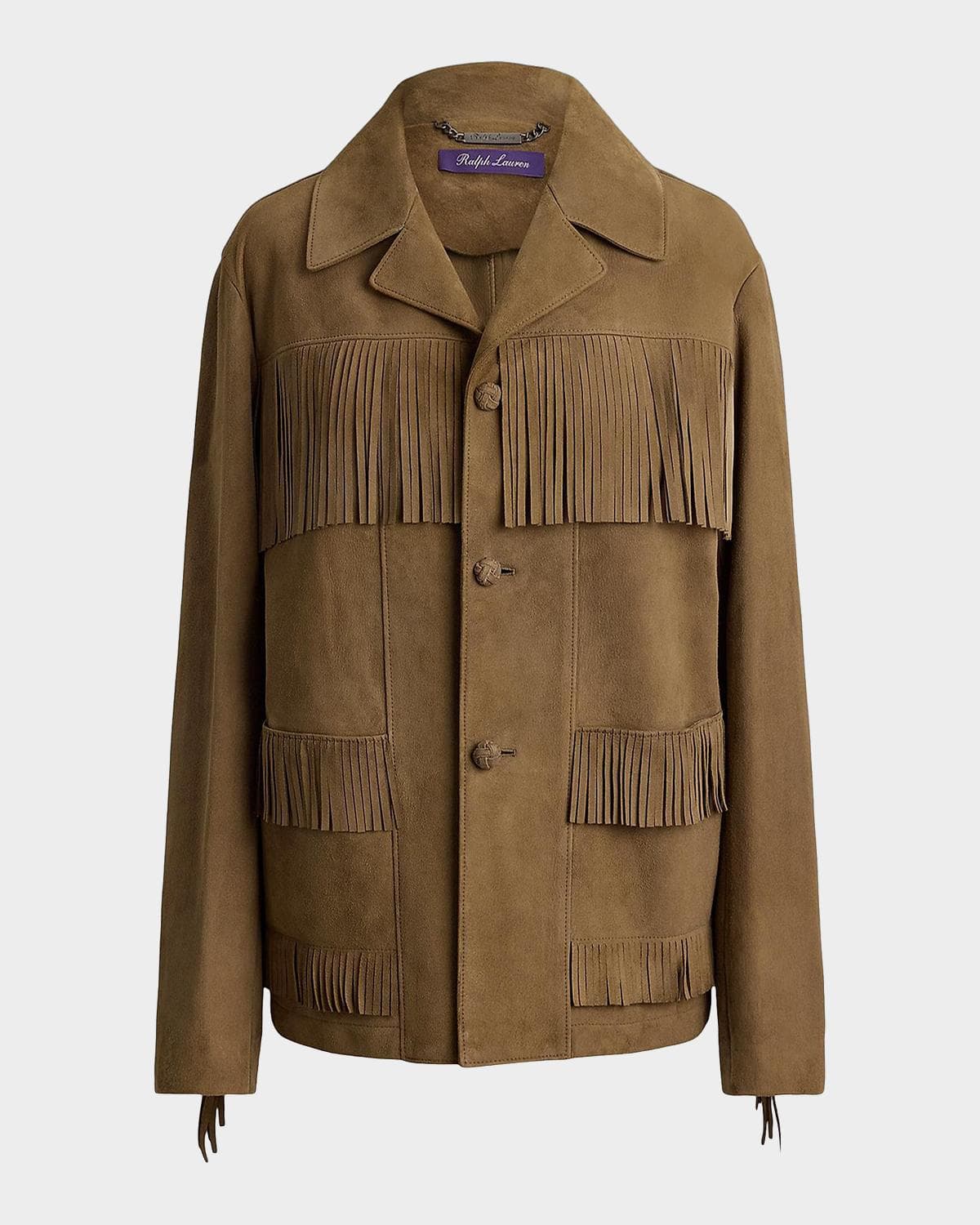 Ralph Lauren Collection Perce Fringe-Trim Lamb-Suede Jacket