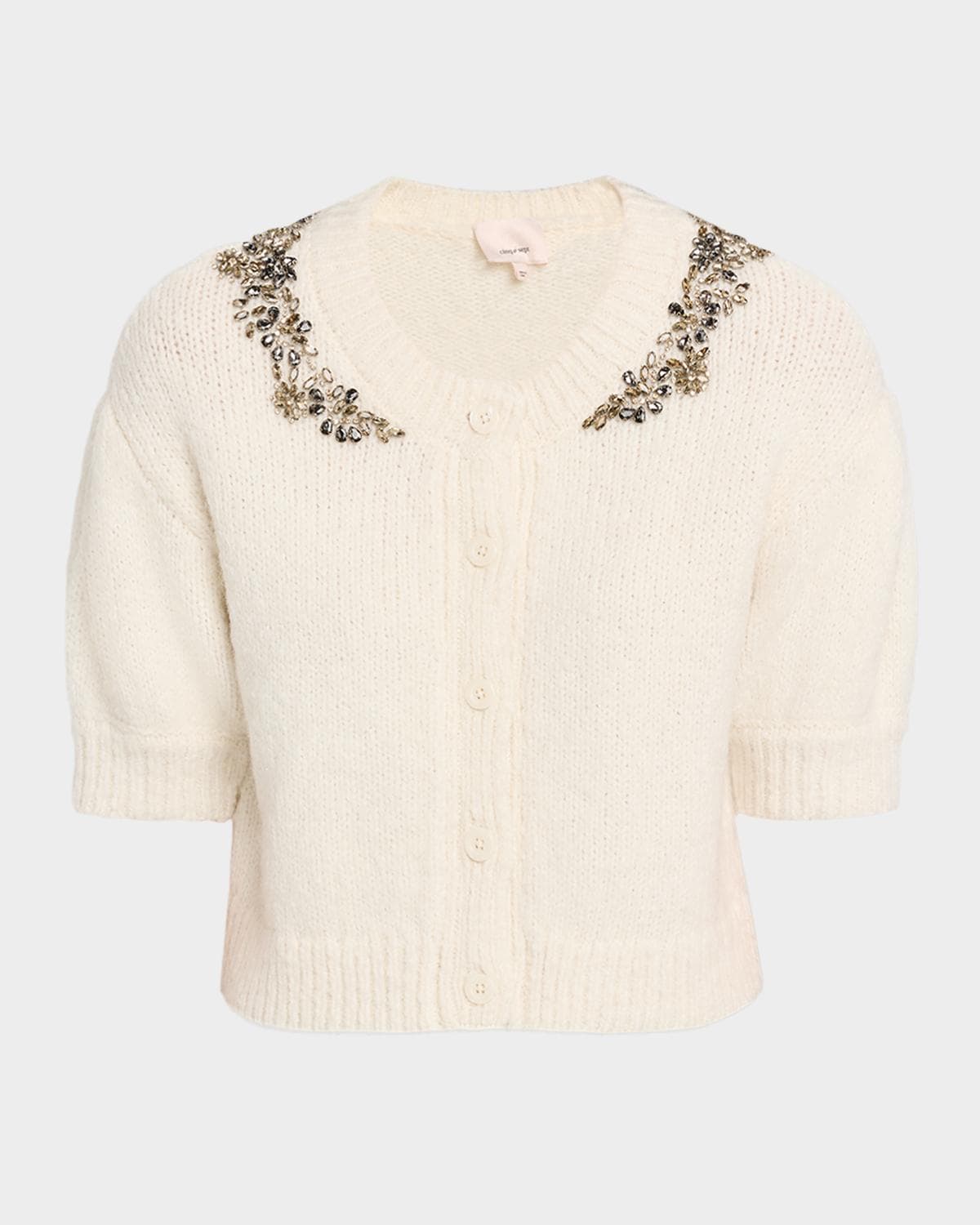Cinq à Sept Millicent Crystal-Lace Alpaca-Blend Cardigan