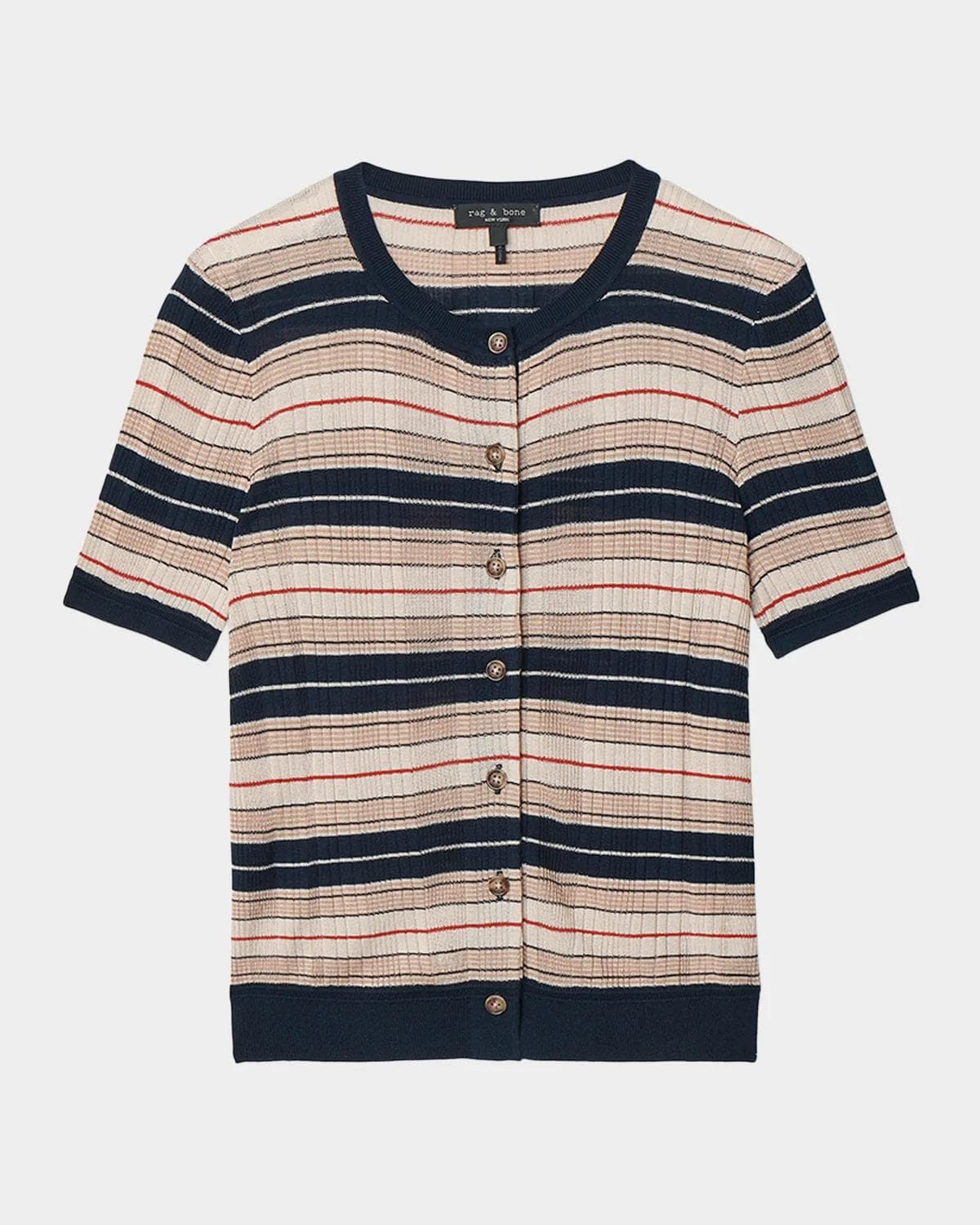 rag & bone Teresa Striped Short-Sleeve Cardigan